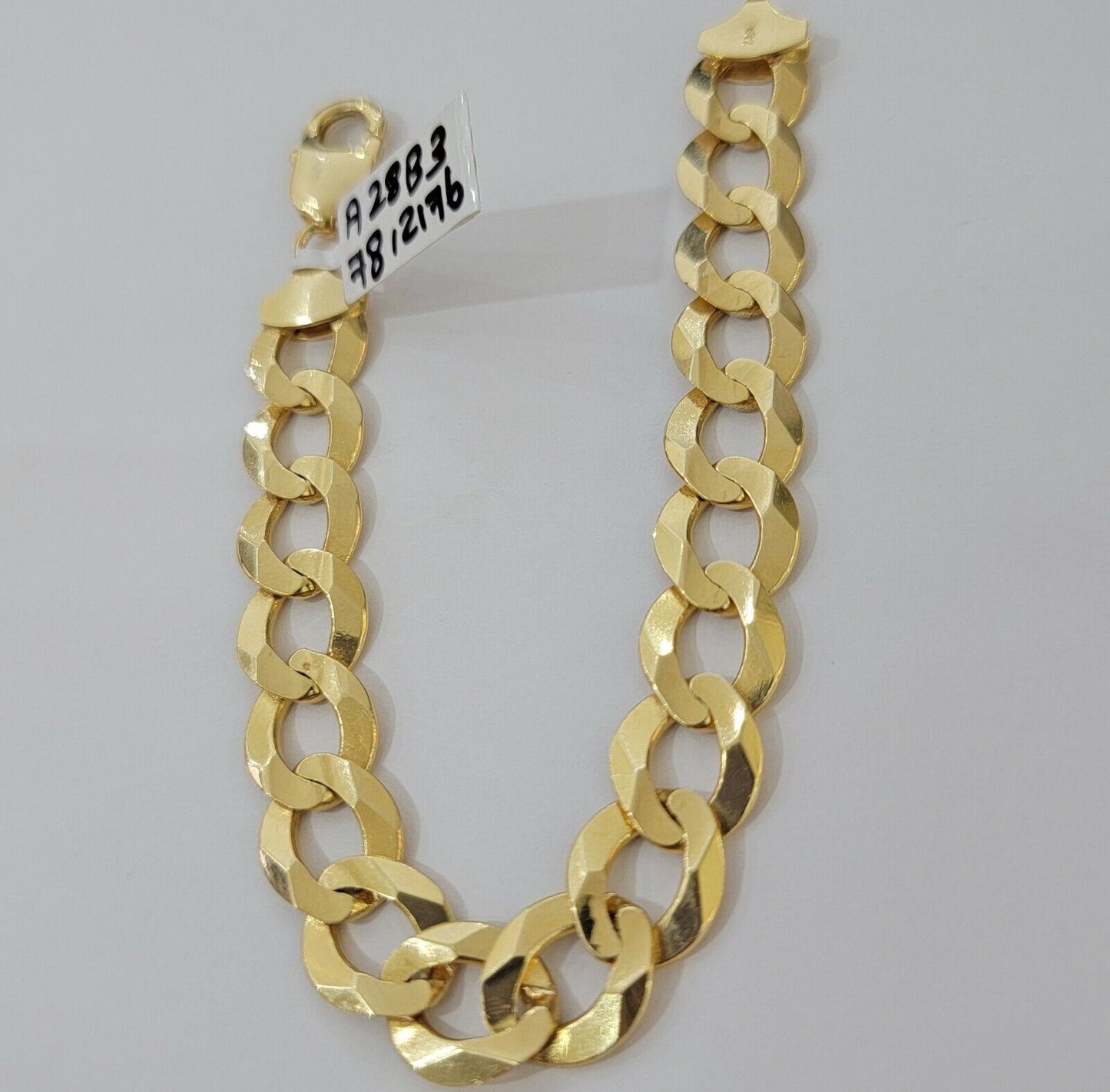 Solid 10k Yellow Gold Cuban Curb link Bracelet 8" 13mm Real 10kt Real Gold Sale