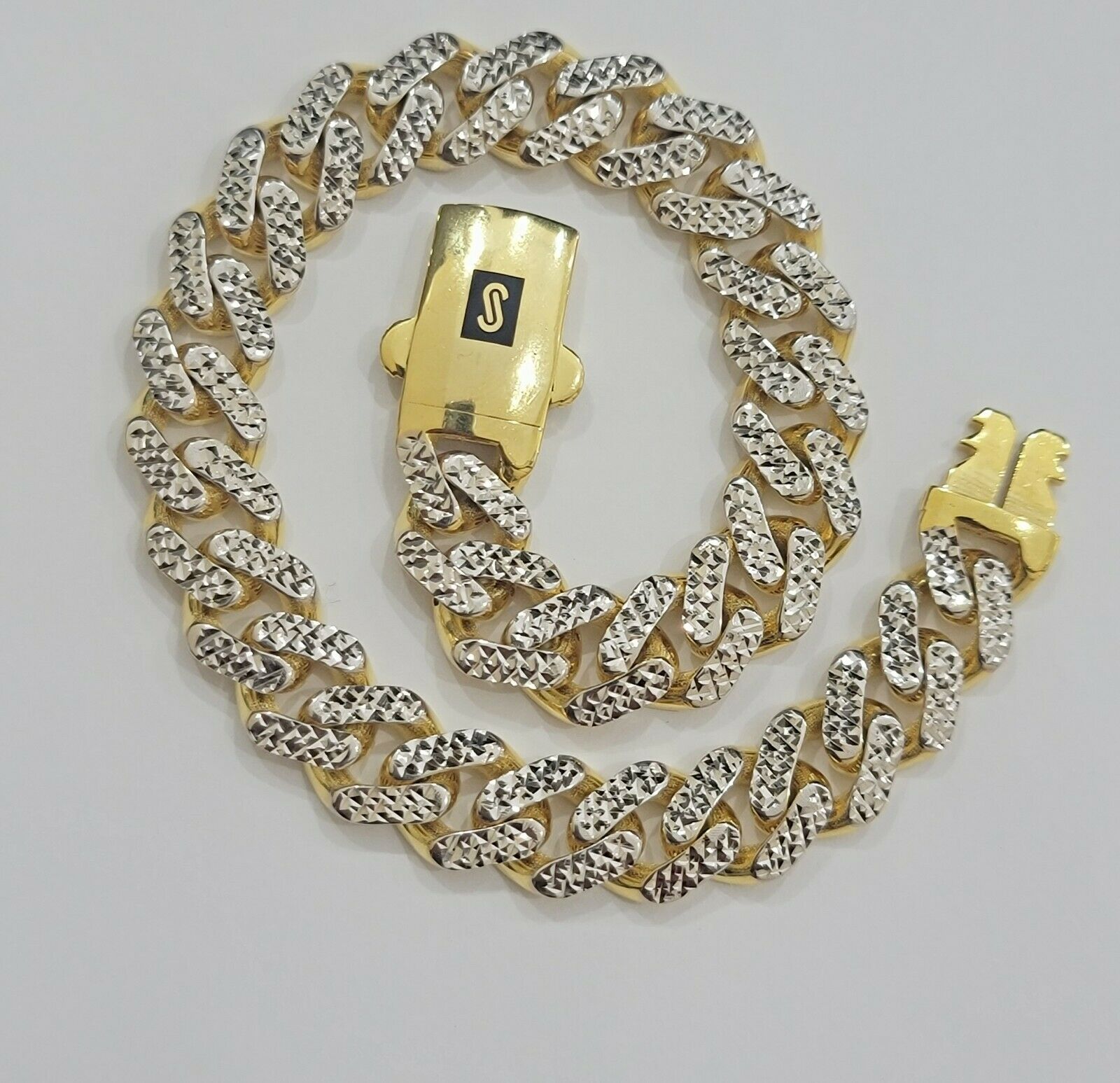 Real 10k Gold Monaco Bracelet 9mm 8.5