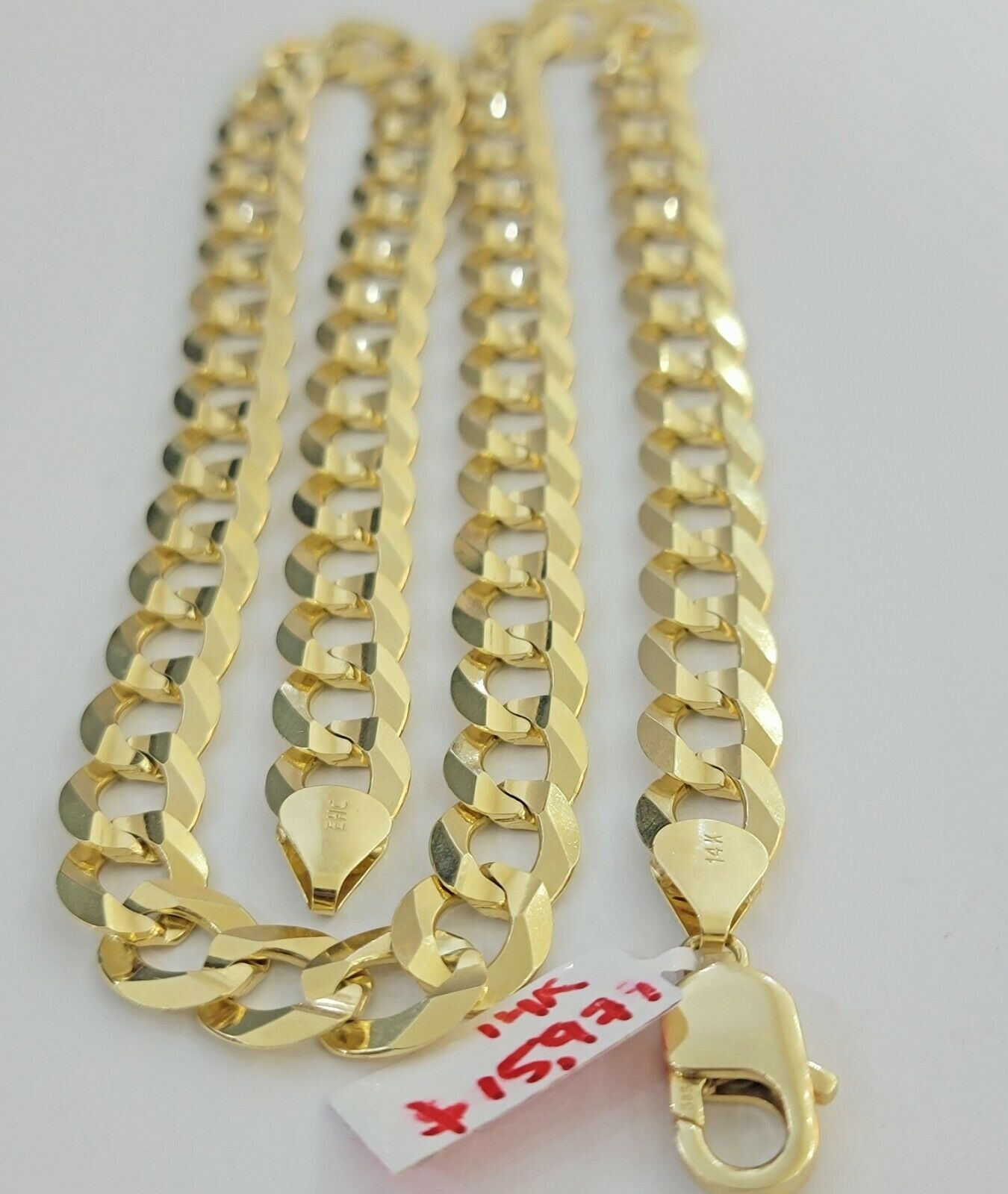 Real 14k Gold Cuban Curb Link Necklace Chain 11mm 22"-30"14kt Yellow Gold,SOLID