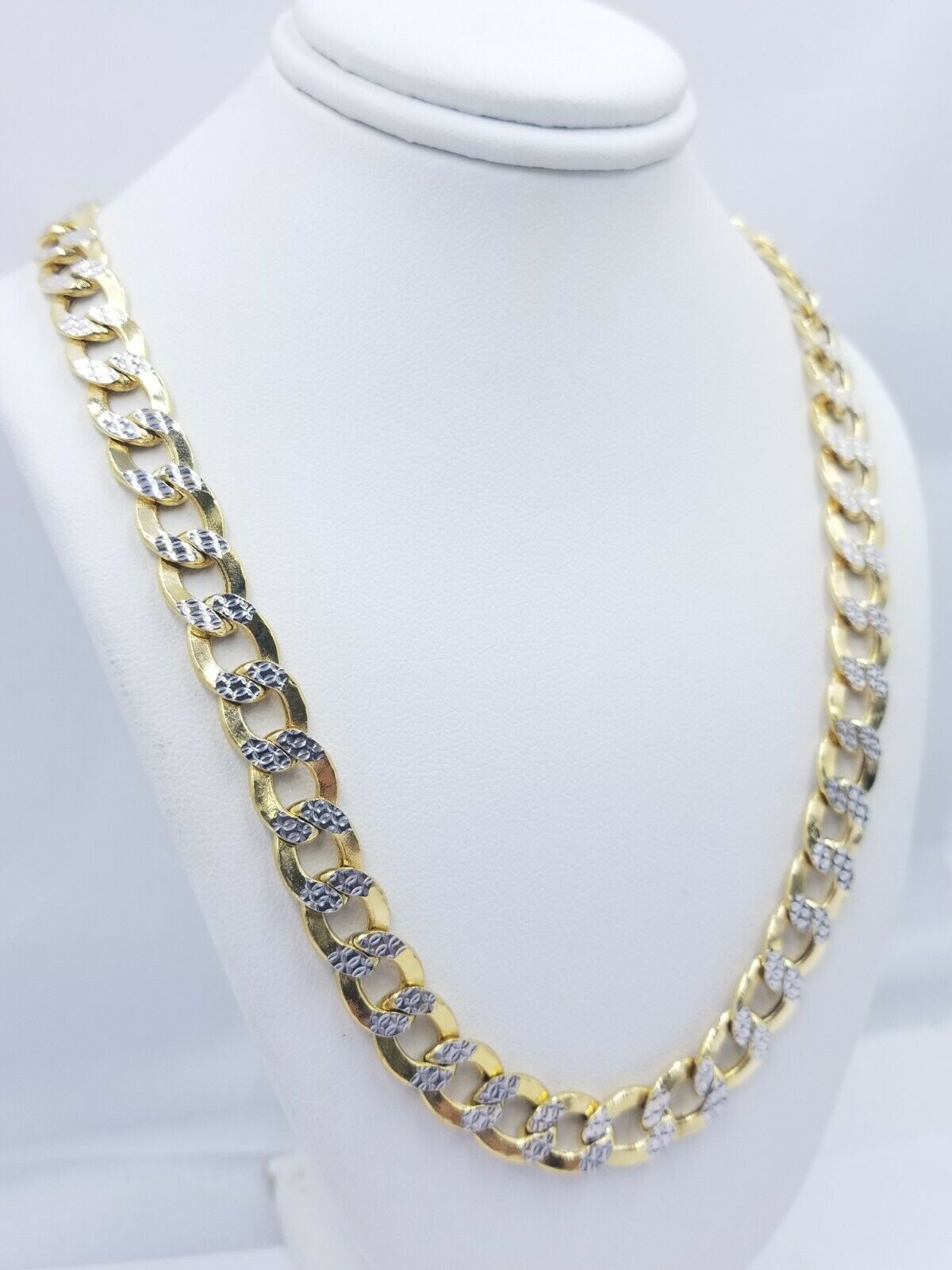 10MM Real Gold Men Necklace Cuban Link 20"-28" Diamond Cut 10k Yellow Gold Chain