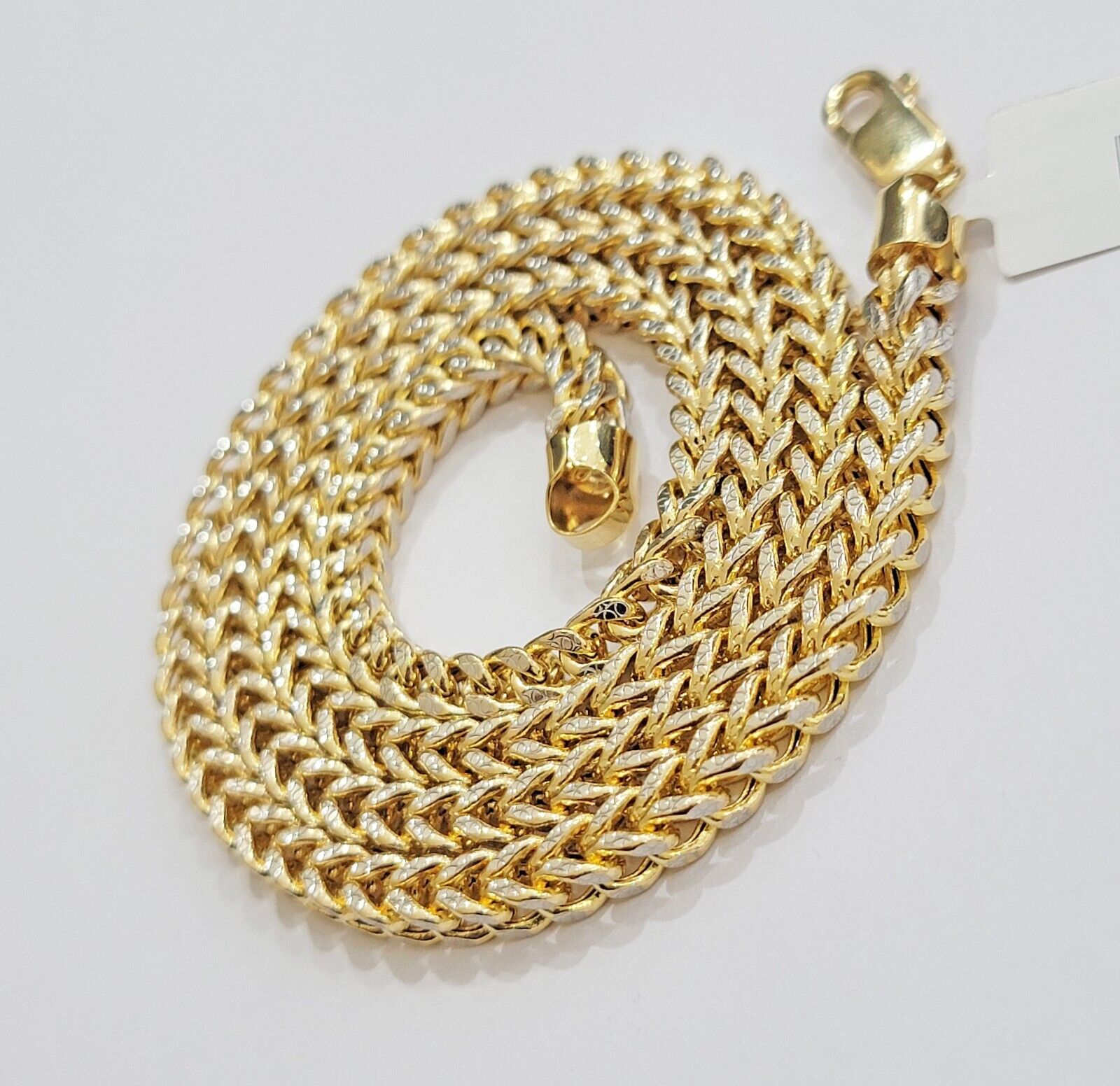 Real 14k Gold Necklace Franco Chain 4mm 20" Inch Diamond Cuts 14 KT Yellow Gold