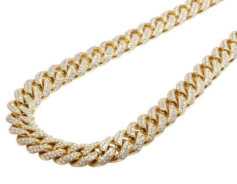 REAL 10k Gold Diamond Necklace Chain Miami cuban Link Tennis 26" 11mm 23CT SOLID