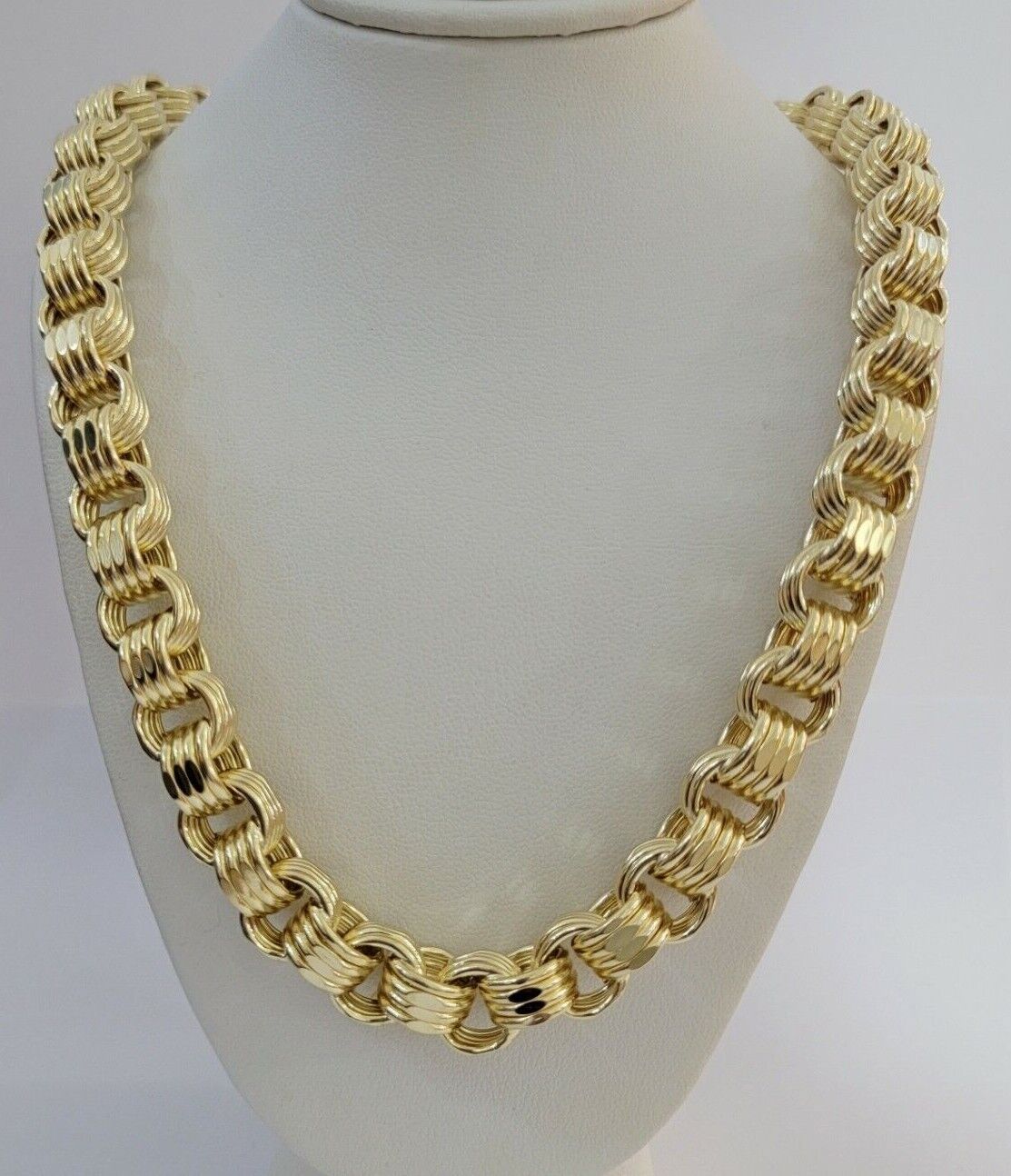 12.5mm Byzantine Box chain Necklace 26 Inch Real 10k Yellow Gold Men's , Thick