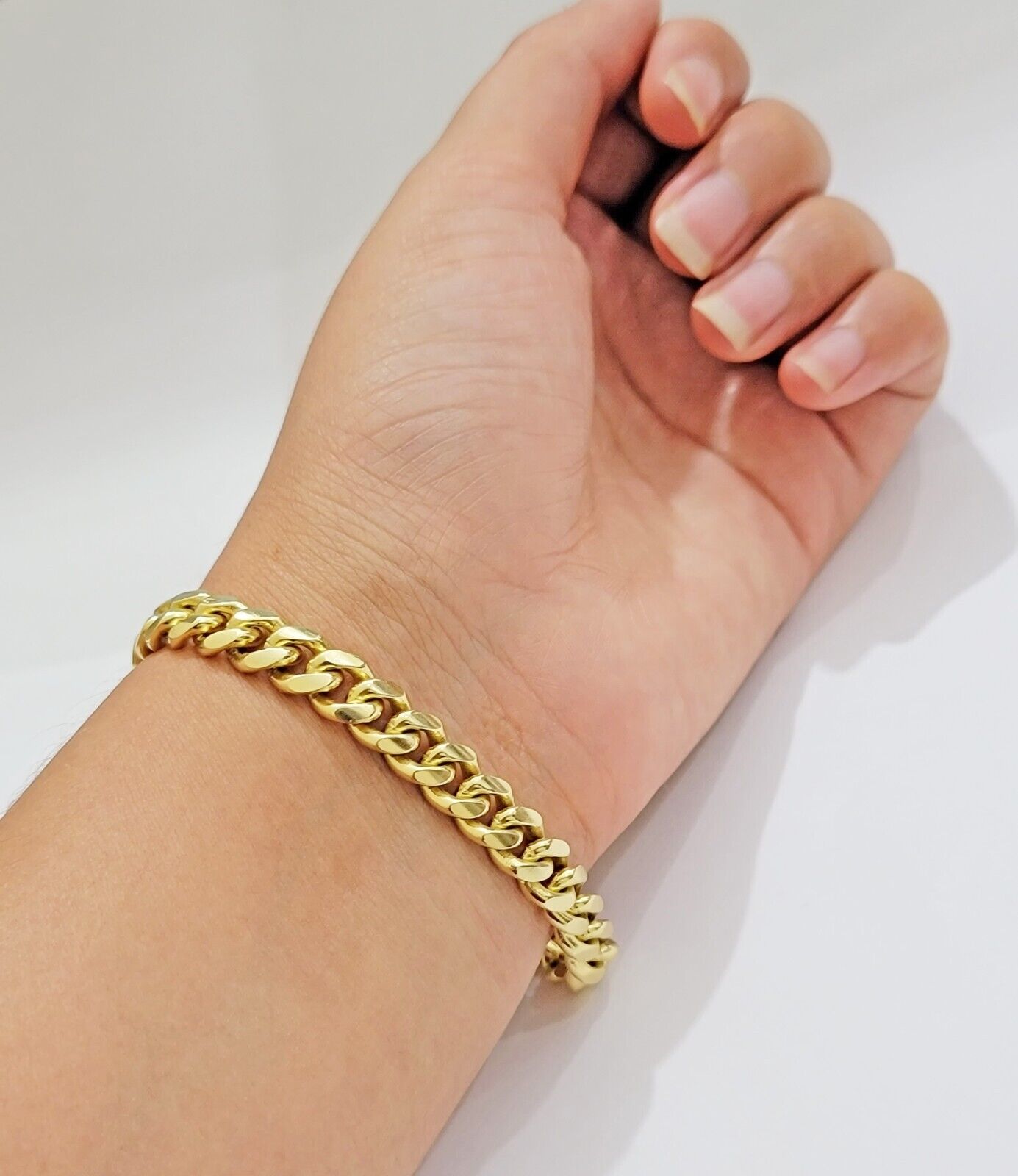 Solid 14k Gold Bracelet 7mm Miami Cuban Link 8