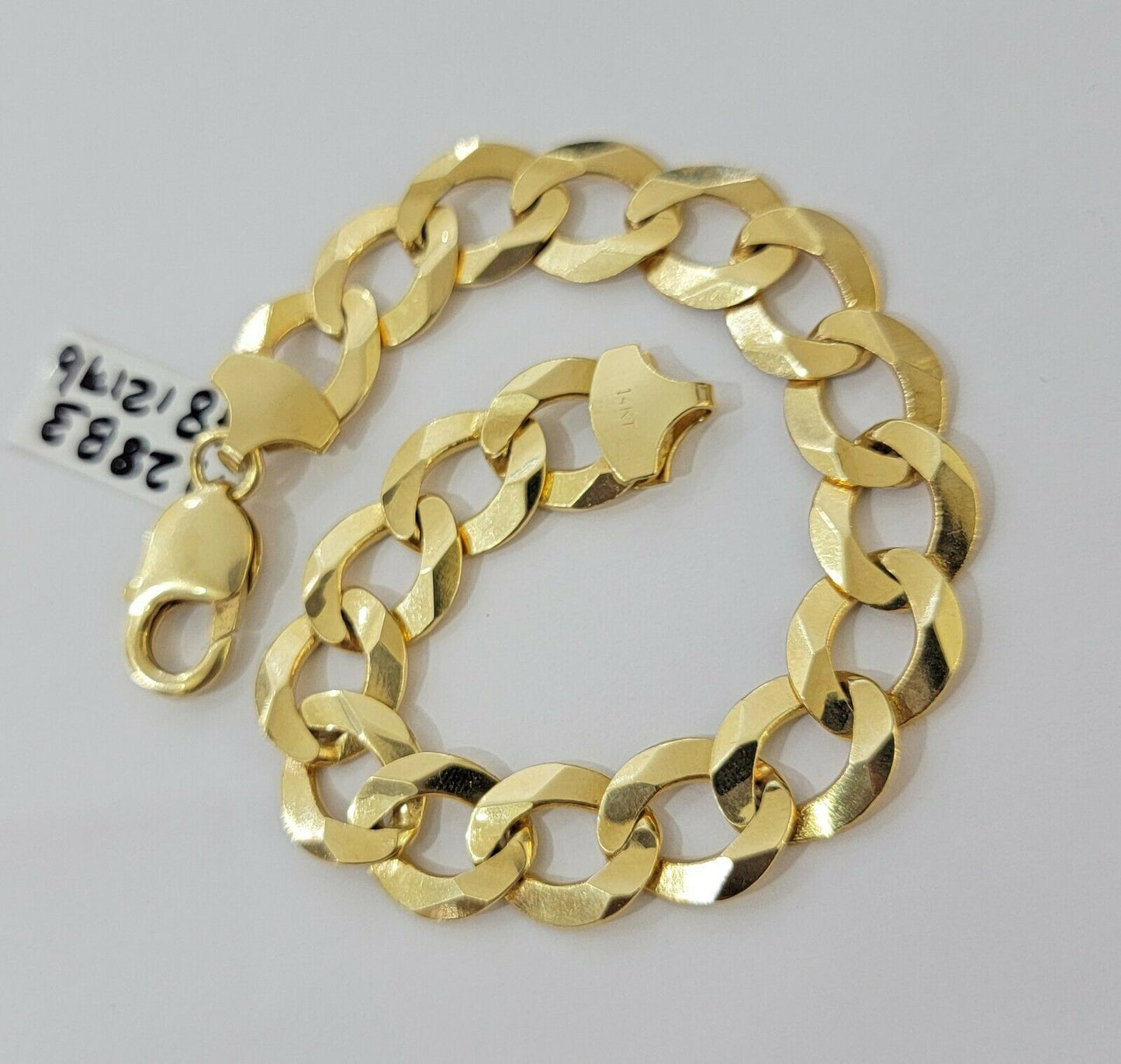 Solid 14k Gold Cuban Curb link Bracelet 8" 13.5mm 14kt Yellow Gold SOLID,Lobster