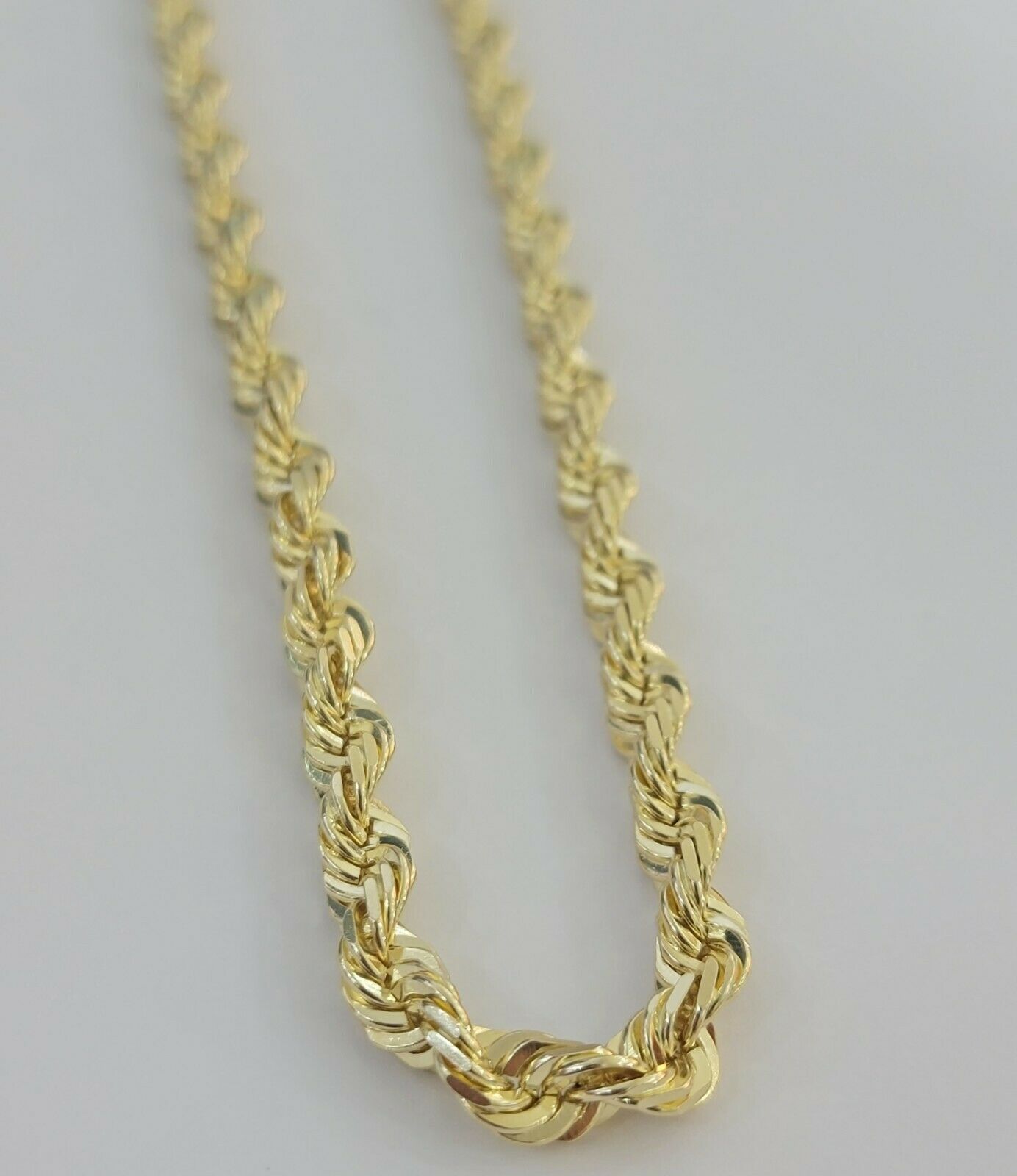 Solid 10k Yellow Gold Rope Chain Pendant Necklace 4mm-10mm Diamond Cut 18