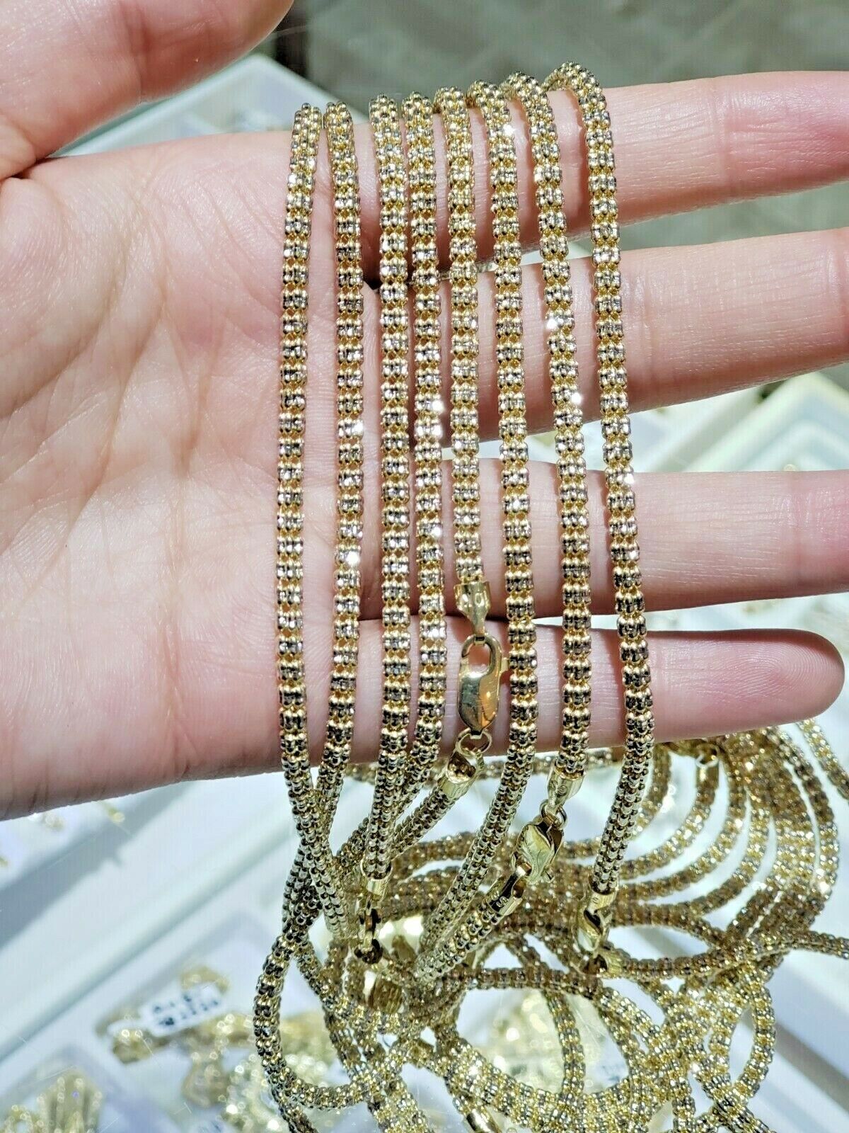 10k Yellow Gold Tennis Chain Necklace 18