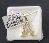 10k Gold Pendant Initial Charm Natural Diamond A-Z Alphabet 10K Yellow Gold REAL