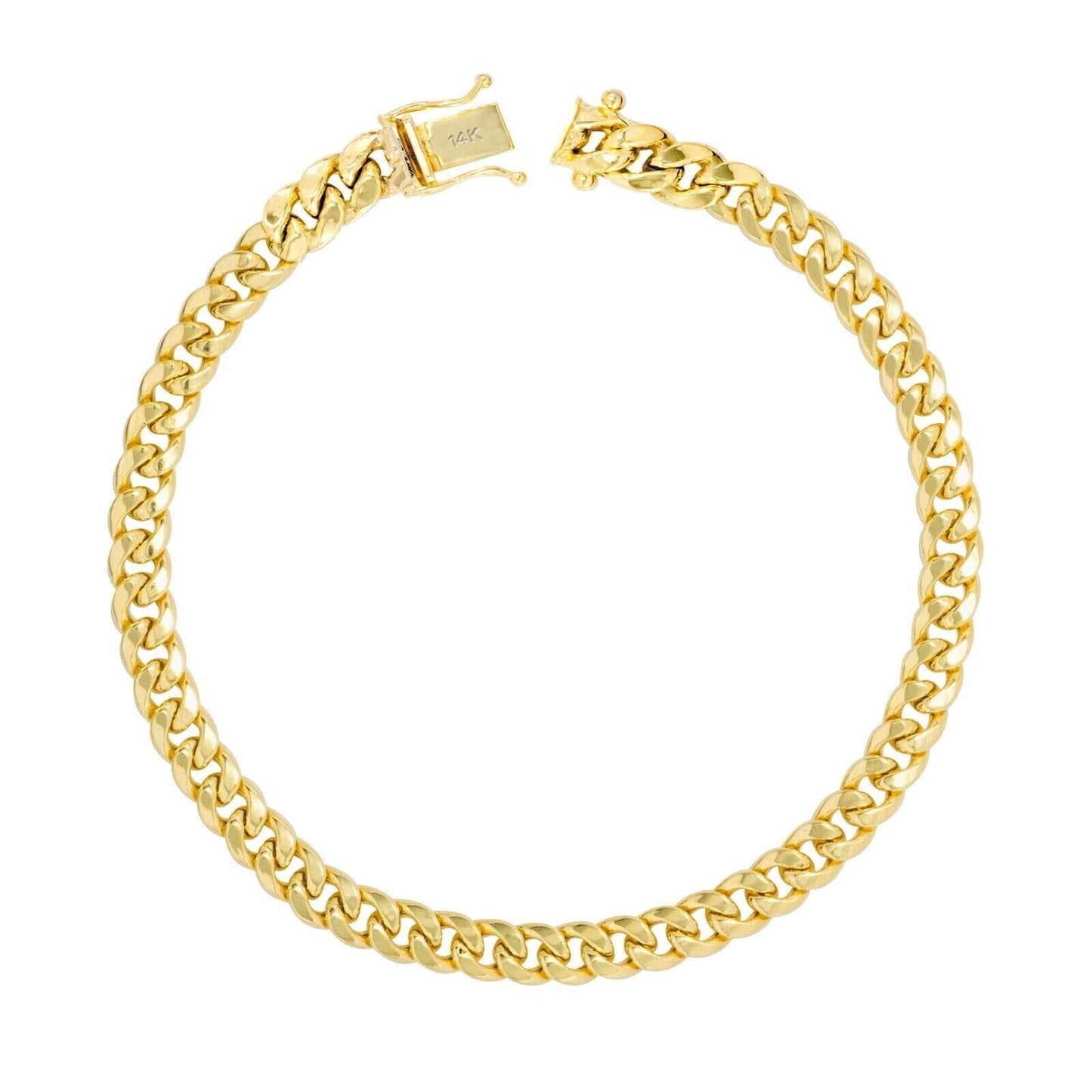 14k Gold Bracelet 6mm 7" Inch Real 14kt Yellow Gold For women, Box clasp, REAL