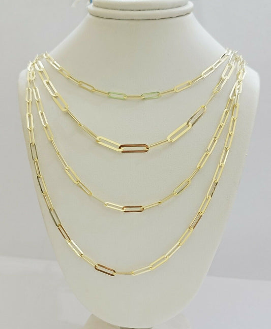 Real 10k Gold Paperclip Chain Ladies Necklace 16" 18" 20" 22" 24" Long 10kt 4mm