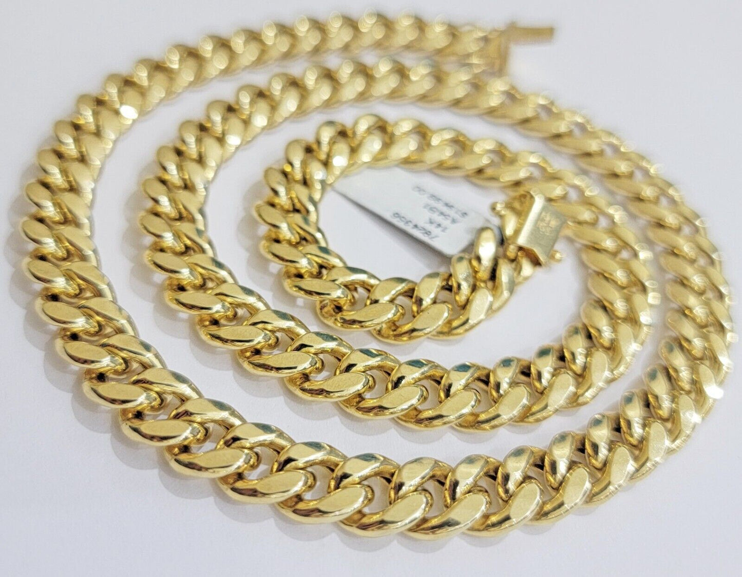 Real 14k Gold 11mm Cuban Link Chain Miami Cuban necklace 22"-30" 14ktYellow Gold