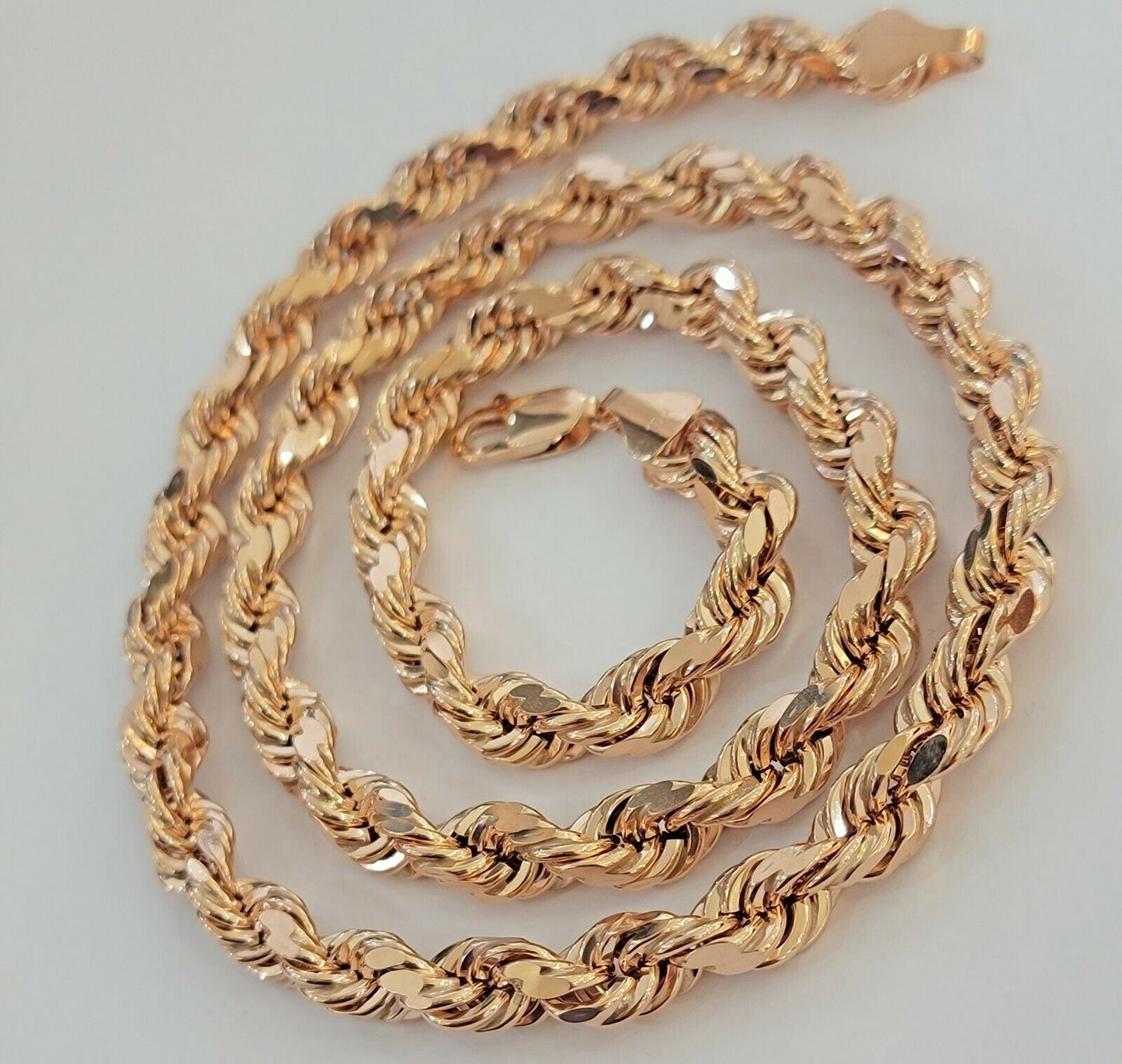 Real Gold 10k Rope Necklace Men Chain 8mm 22"-30" Inch Rose Gold SOLID 10kt