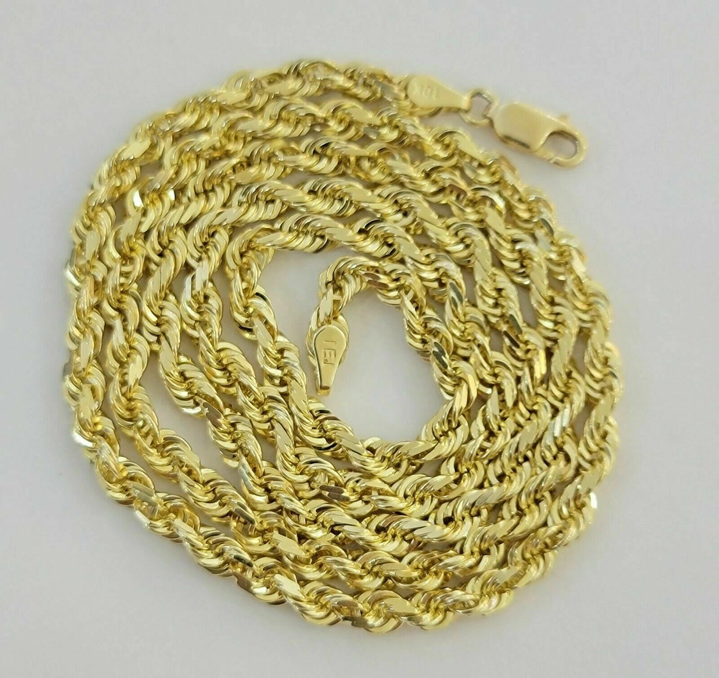 Real 10k Gold Cross & Solid Rope Chain 4mm Necklace Charm & Pendant Set 16"-28"