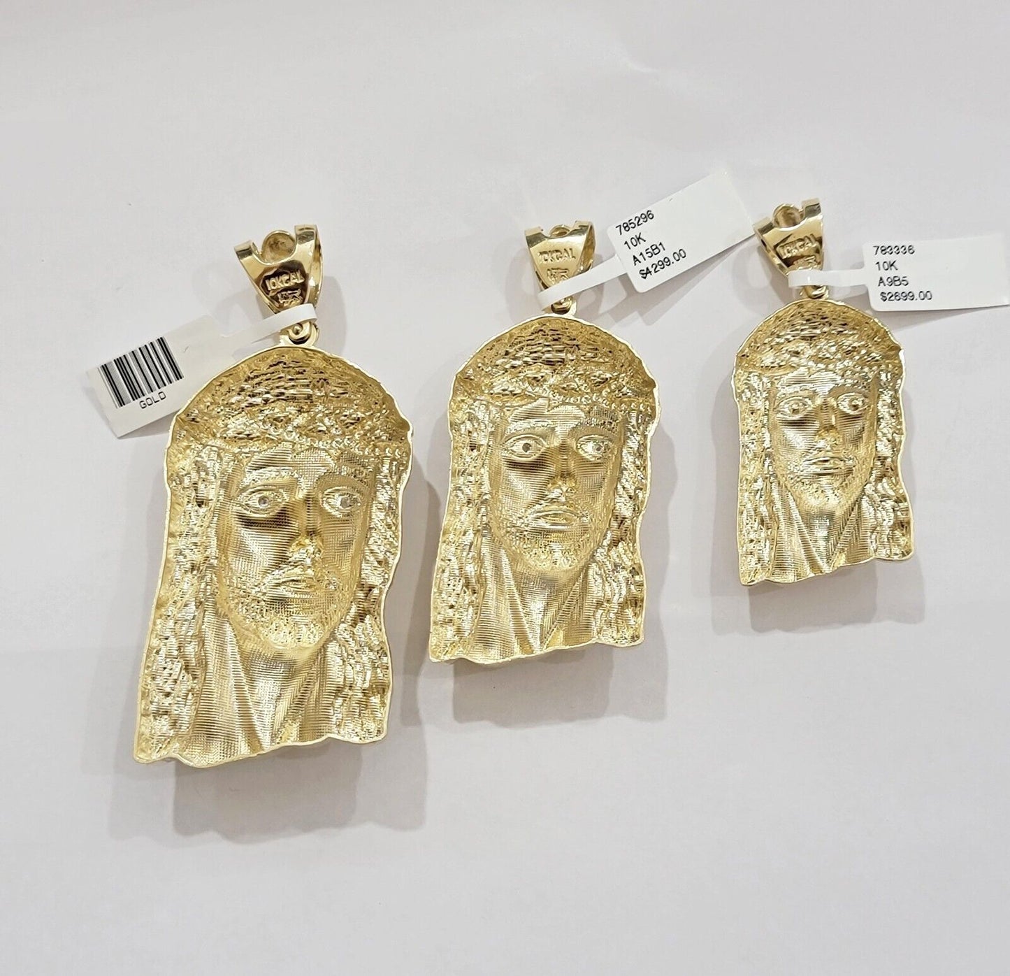 Real 10k Gold Pendant Jesus Head Charm 10kt Yellow Gold For Men's Different Size