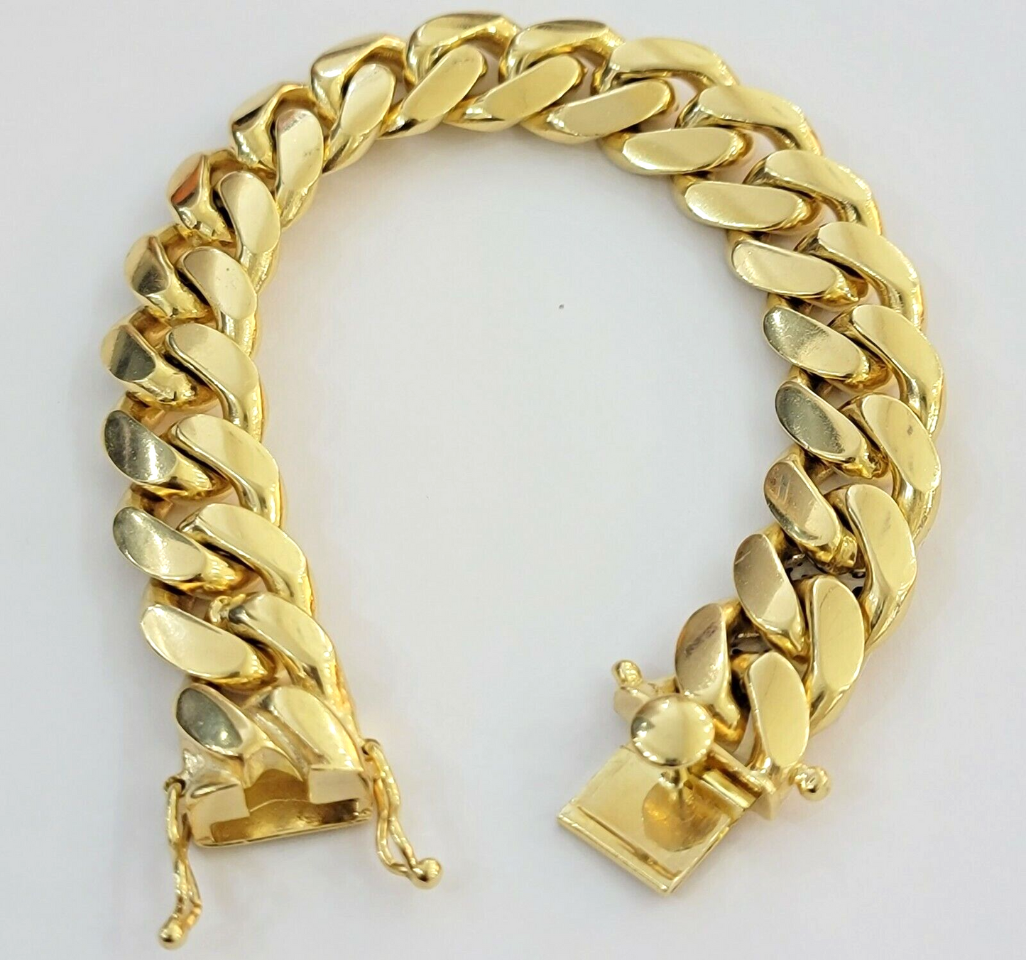 14k Gold bracelet Miami Cuban Link 9 Inch Solid 13mm Mens REAL 14 KT SOLID HEAVY