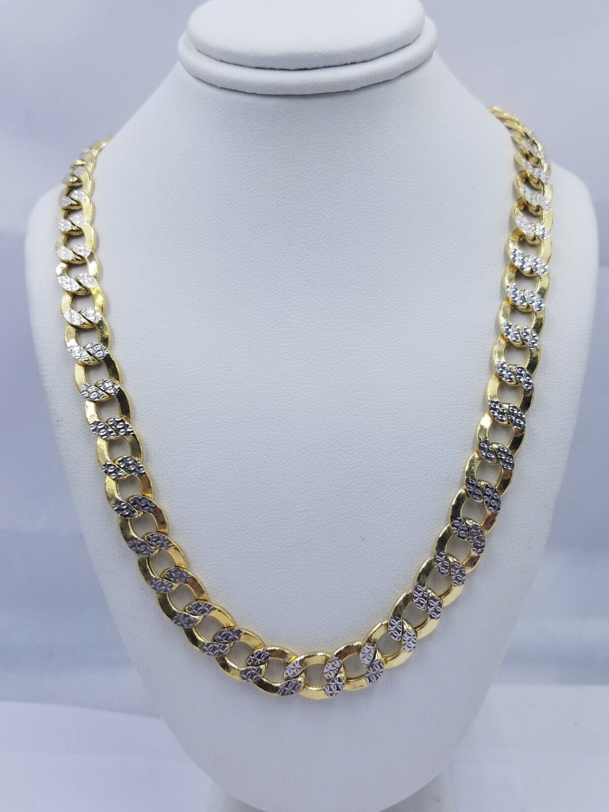 12MM Real Gold Mens Necklace Cuban Link 30