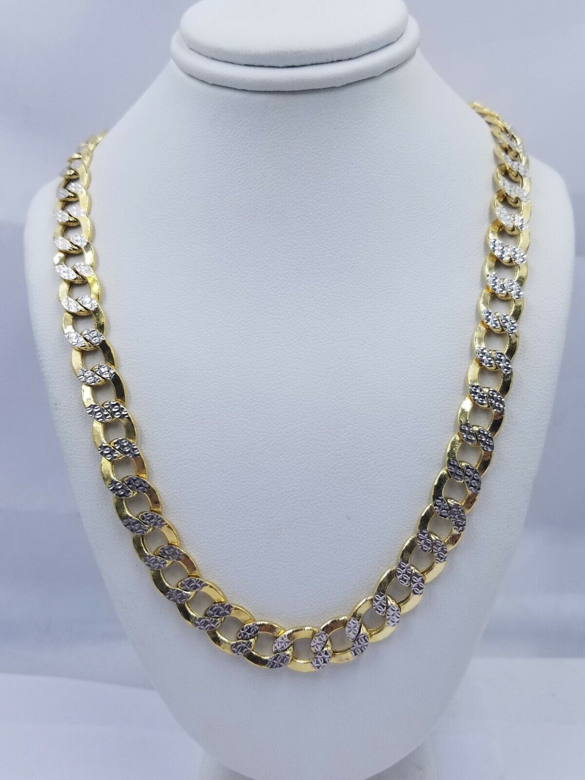 12MM Real Gold Mens Necklace Cuban Link 30" Diamond Cut 10k Yellow Gold Chain