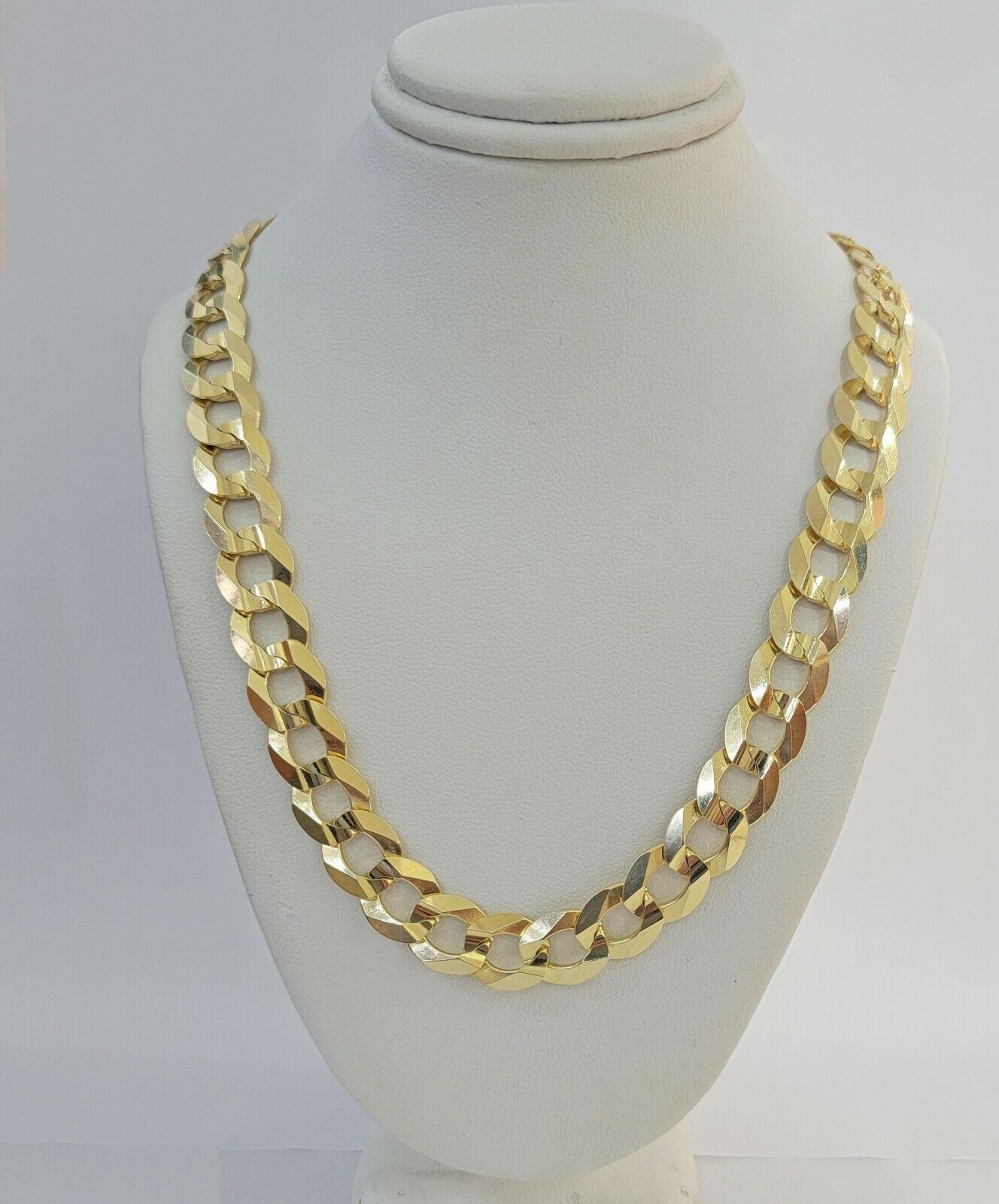 Real 14k Gold Cuban Curb Link Necklace Chain 11mm  22