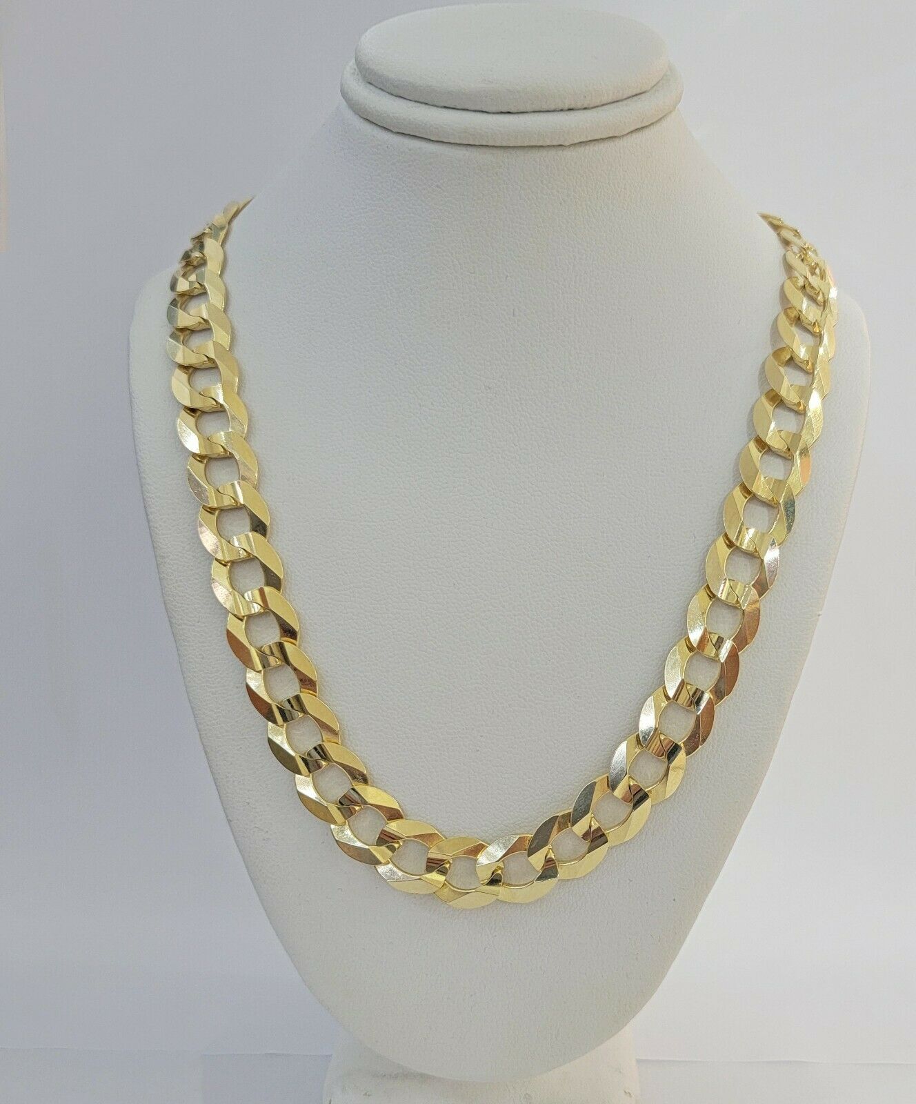 Real 14k Gold Cuban Curb Link Necklace Chain 11mm 22"-30"14kt Yellow Gold,SOLID