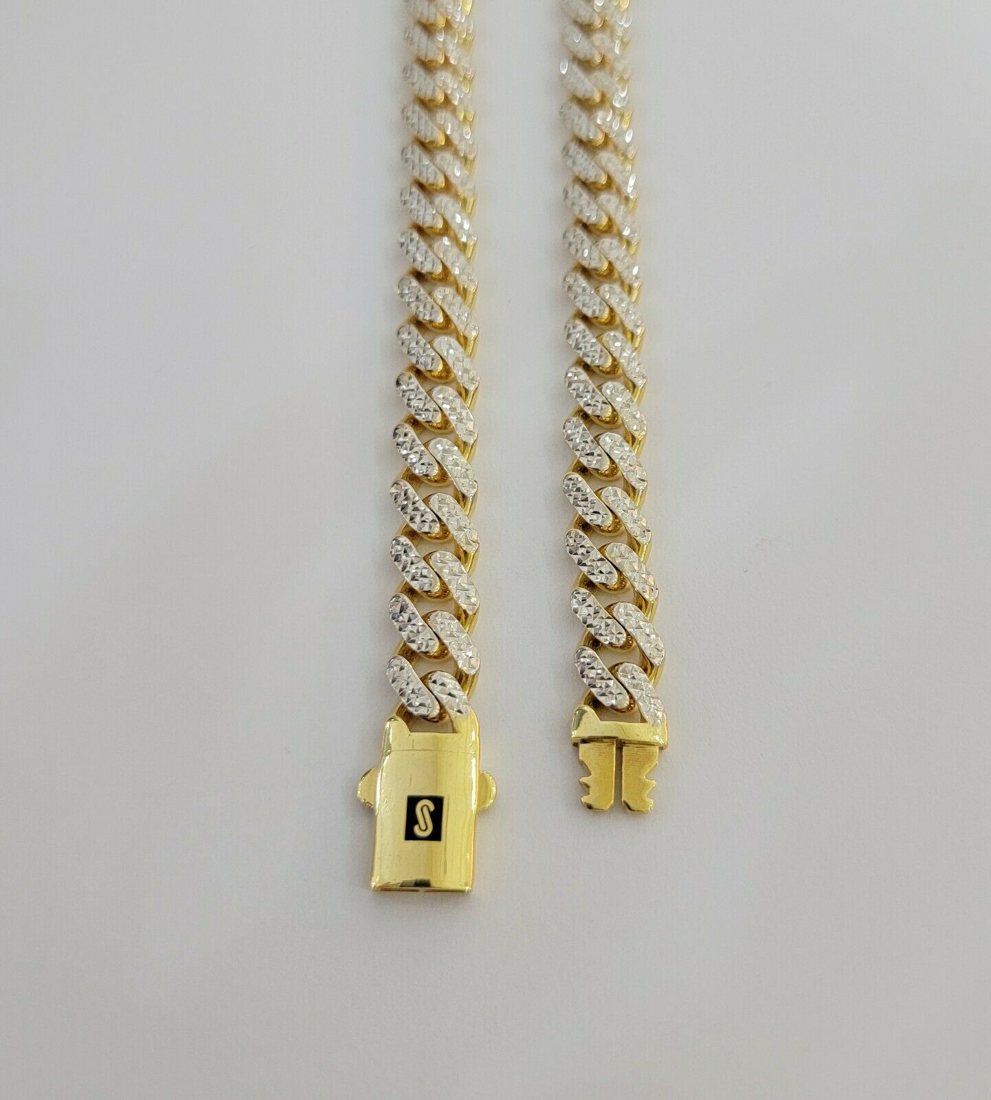 10k Gold Monaco Chain Necklace 9mm 24" Two-tone Diamond Cut REAL 10kt Gold SALE