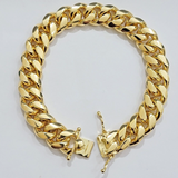 Solid 10k Gold Bracelet 12mm Miami Cuban Link 9 Inch Box Clasp Mens REAL 10KT