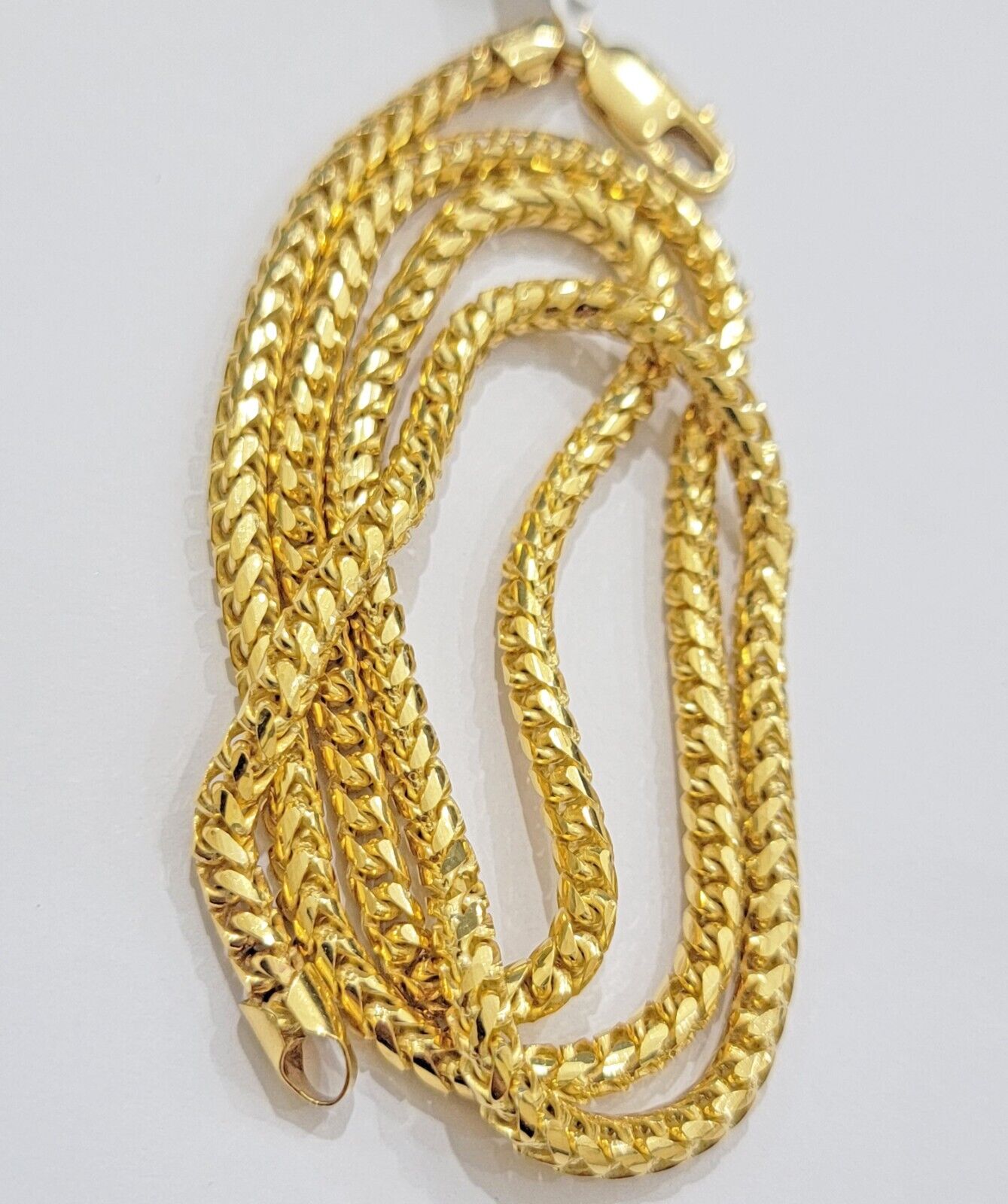 Real 10k Gold Necklace Franco Chain 4mm 26Inch Diamond Cut 10k Yellow Gold SOLID