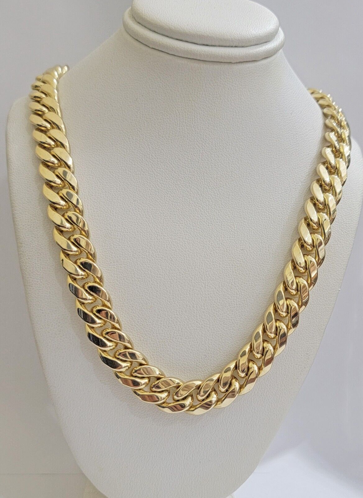 Real 10k Yellow Gold Cuban Link Solid Necklace 11mm  22" 10KT Christmas Deal