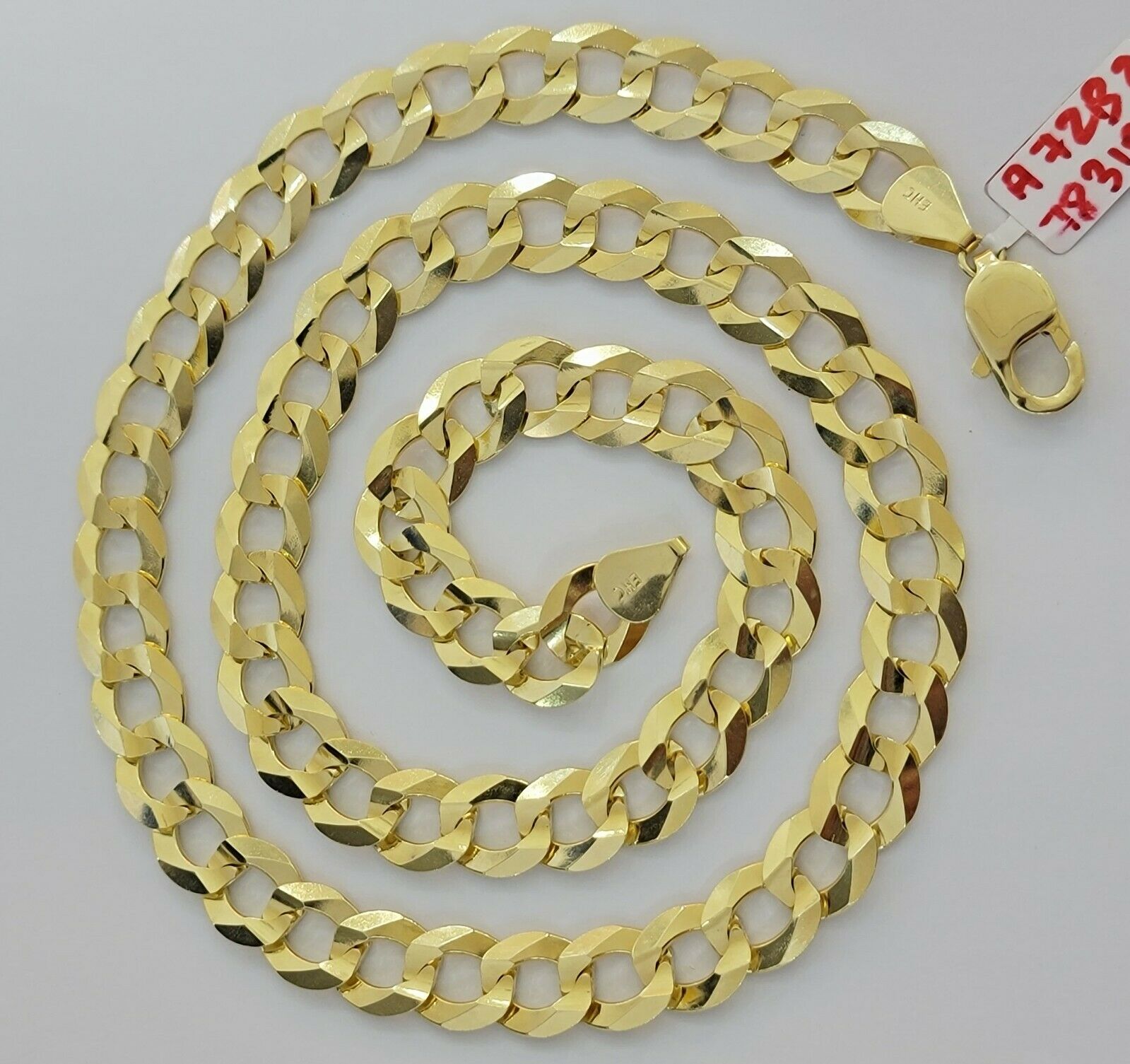 Real 14k Gold Cuban Curb Link Necklace Chain 11mm 22"-30"14kt Yellow Gold,SOLID