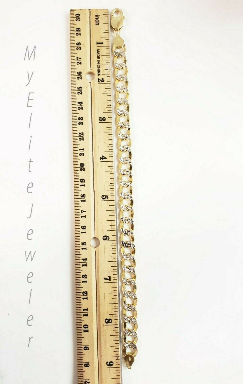 Men's 10k Diamond Cuts Cuban link Curb Bracelet 9 Inch 9mm Lobster Lock, Real