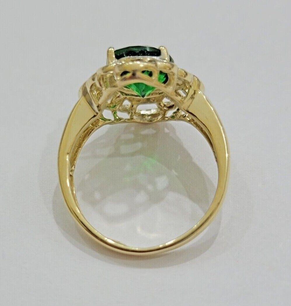 10k Yellow Gold Ladies Green Ring Women's Casual Band SALE Real 10kt Brand New