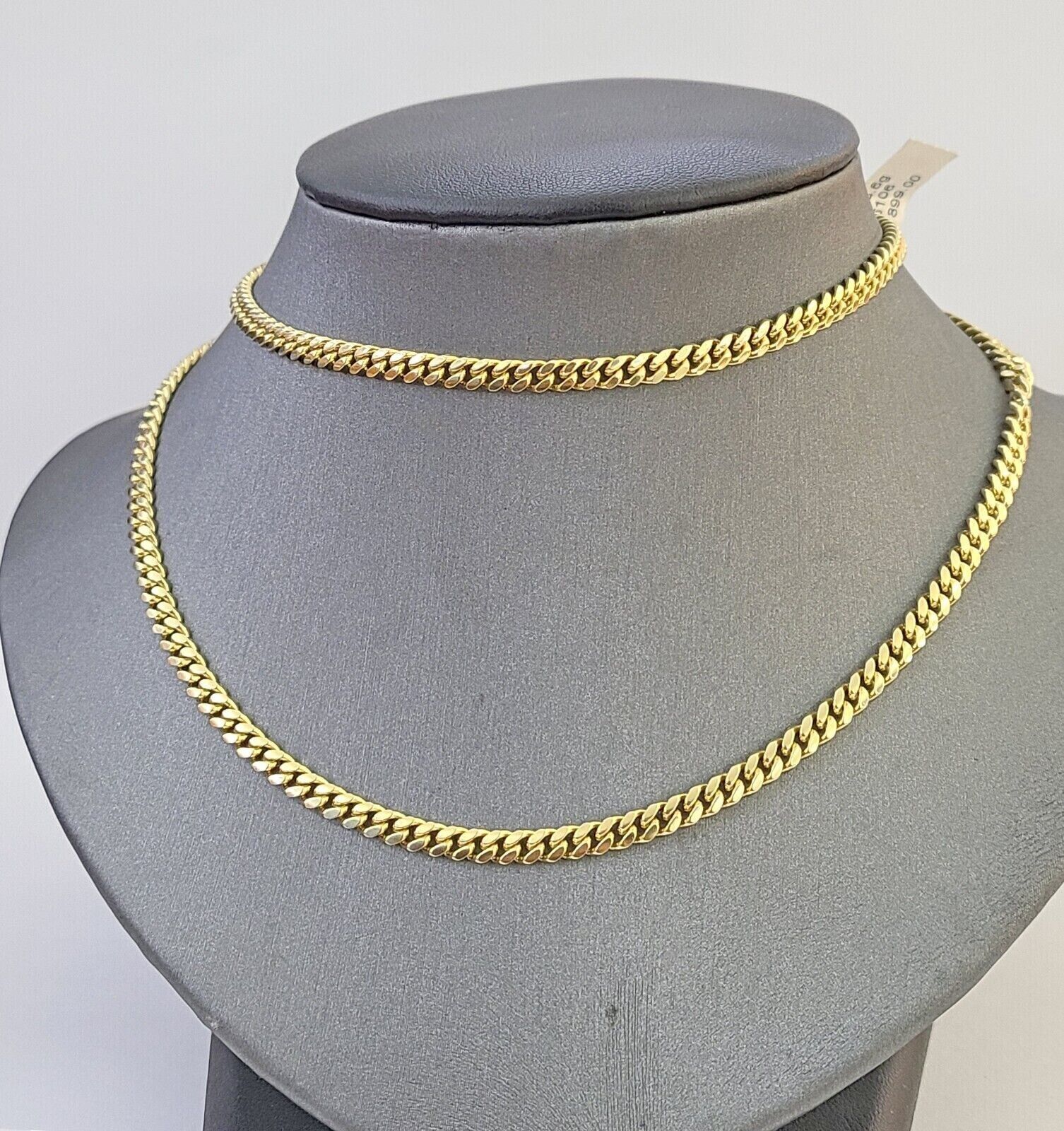 Solid 14k yellow Gold Miami Cuban link chain 24 Inch 4mm Necklace STRONG Links