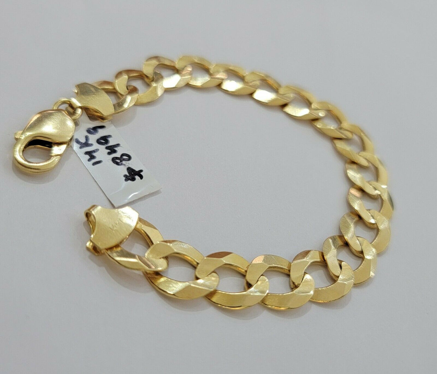 Solid 14k Gold Cuban Curb link Bracelet 8" 13.5mm 14kt Yellow Gold SOLID,Lobster