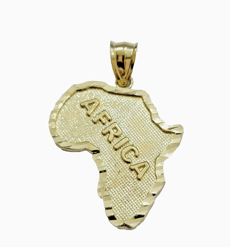 10k Yellow Gold Charm Africa Continent Pendant Mens REAL 10KT GOLD