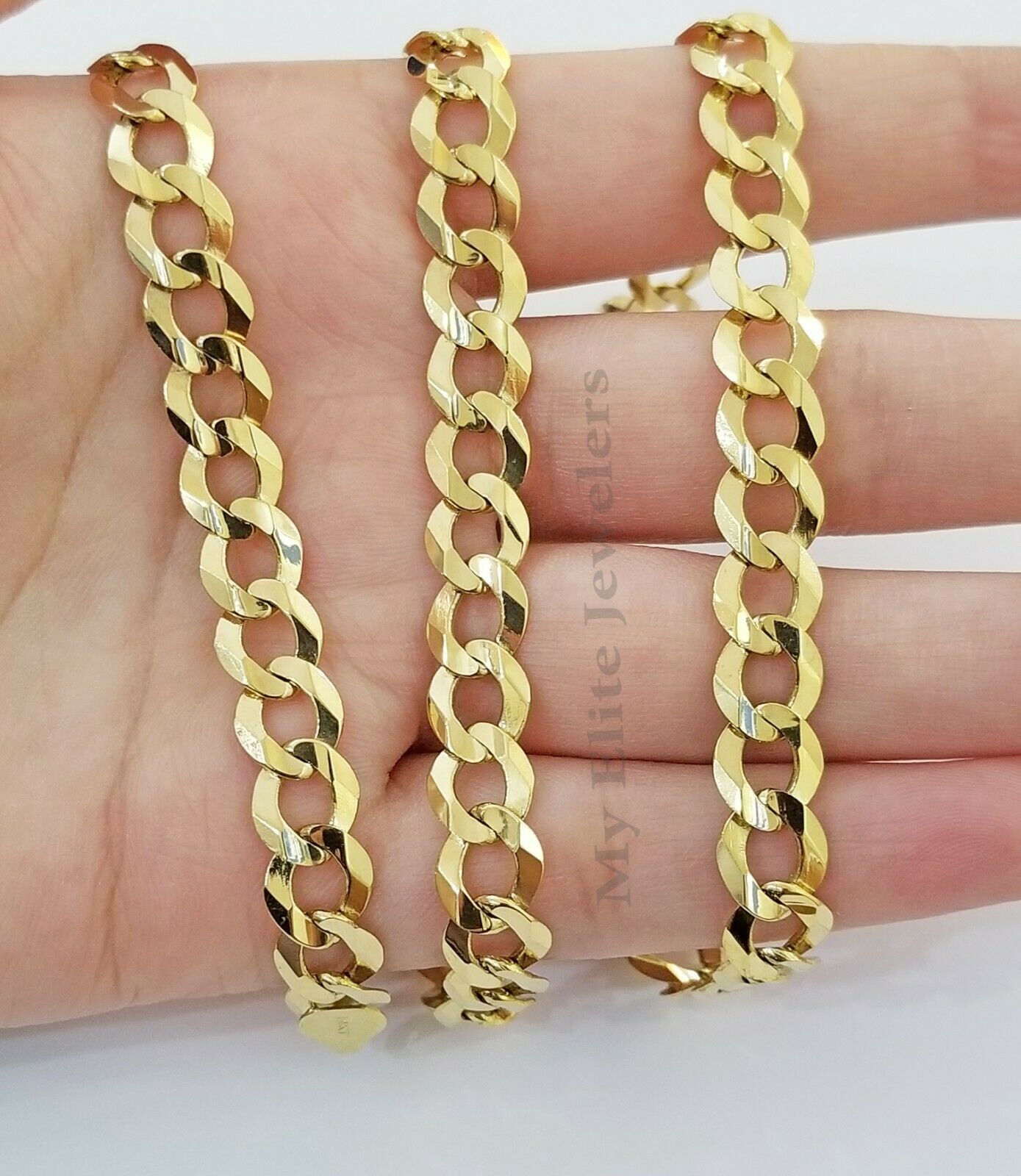 9MM Solid 14k Yellow Gold Cuban Link Bracelet 8" 9" REAL Mens Lobster, Necklace