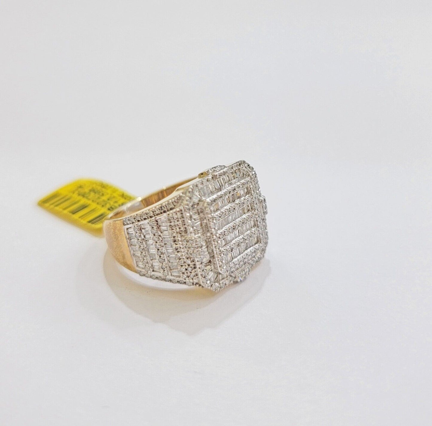 Real 10k Yellow Gold Natural Diamond Men Ring Round Baguette Dia Style Free Ship