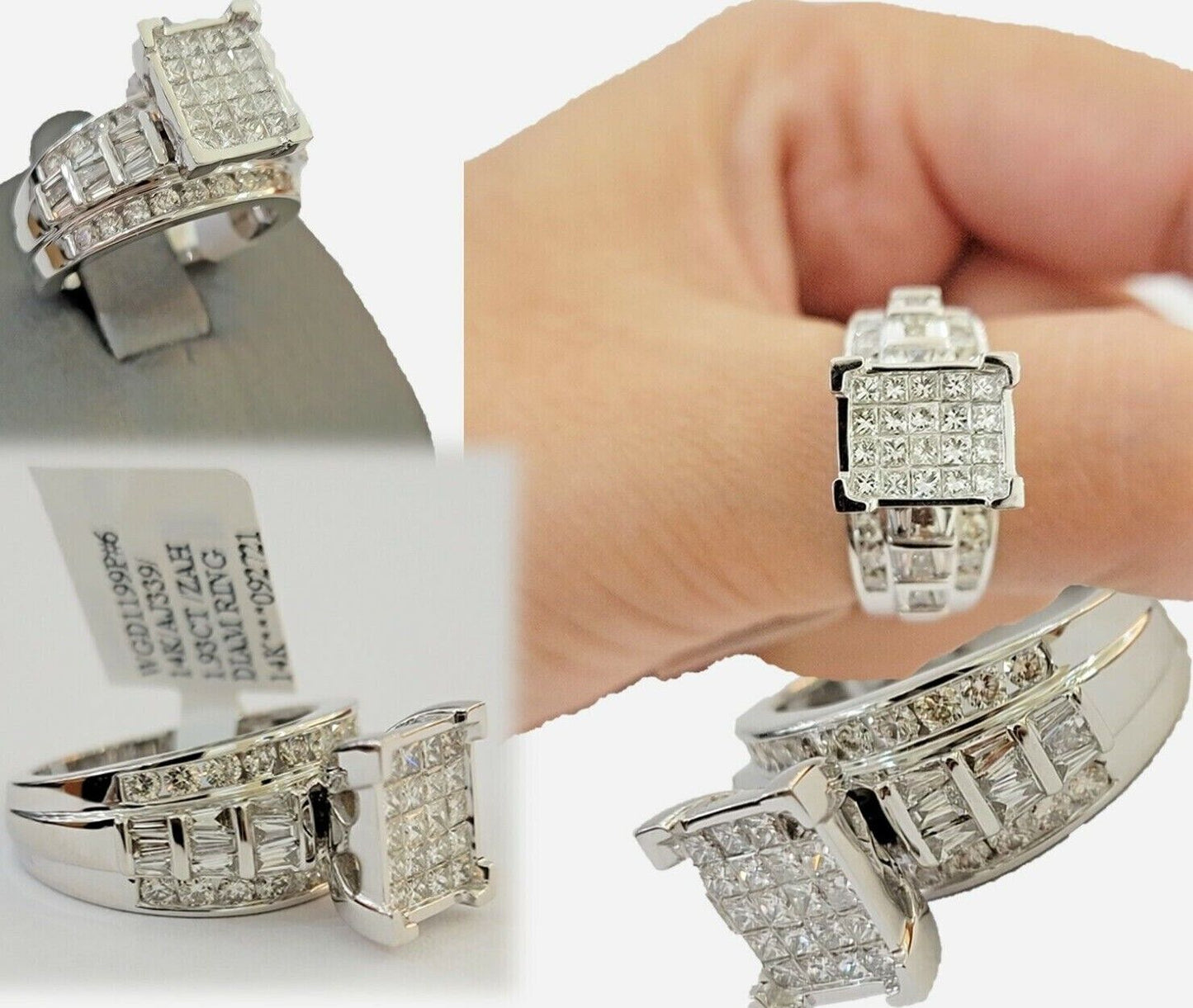 14k white Gold Natural Diamond Ladies Ring 2CT Diamond Real Women Ring Band REAL