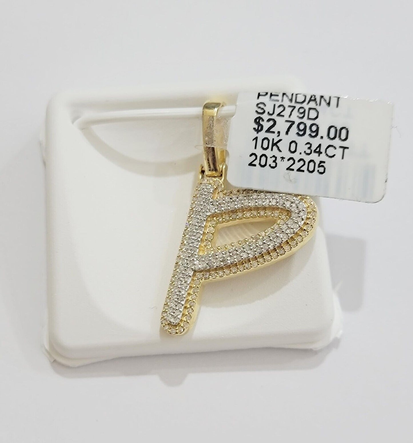 10k Gold Pendant Natural Diamond Initial Charm A-Z Alphabet 10K Yellow Gold REAL