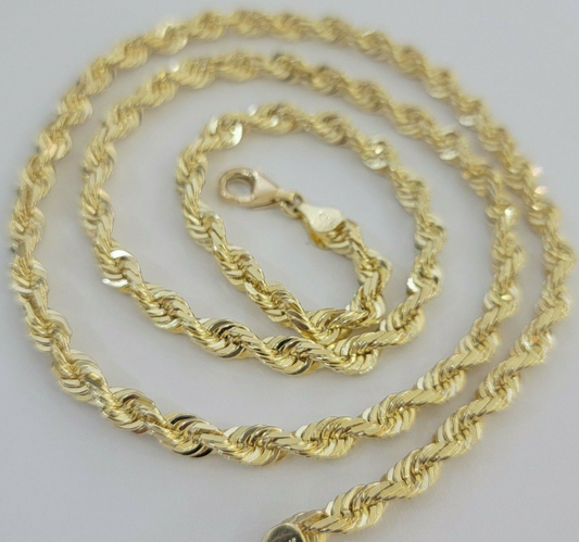 14k Yellow Gold Rope Chain Solid Necklace 6mm 20" Dimond Cut GURANTEED REAL GOLD