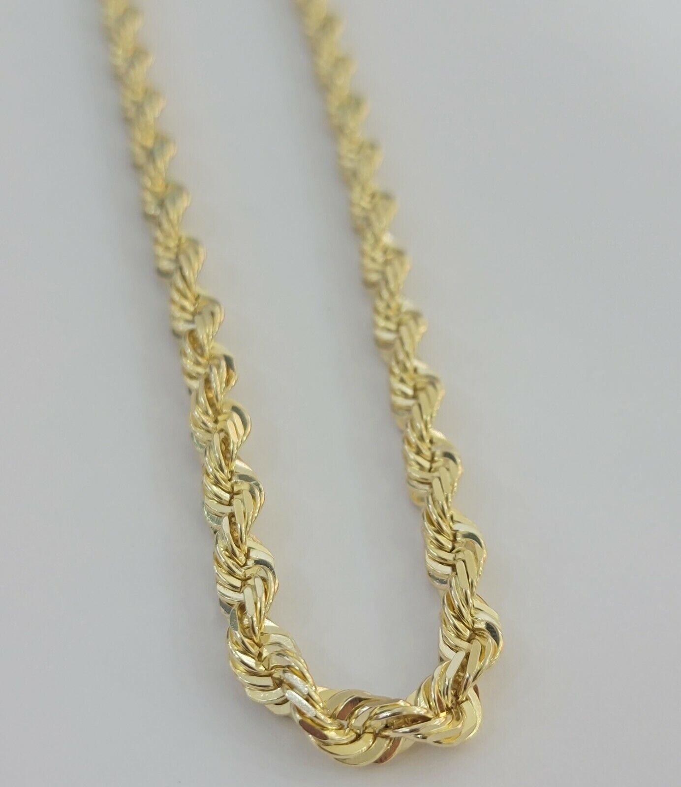 14k Gold Rope Chain 7mm 22 Inch Necklace Diamond Cuts Men's REAL 14 KT  SOLID