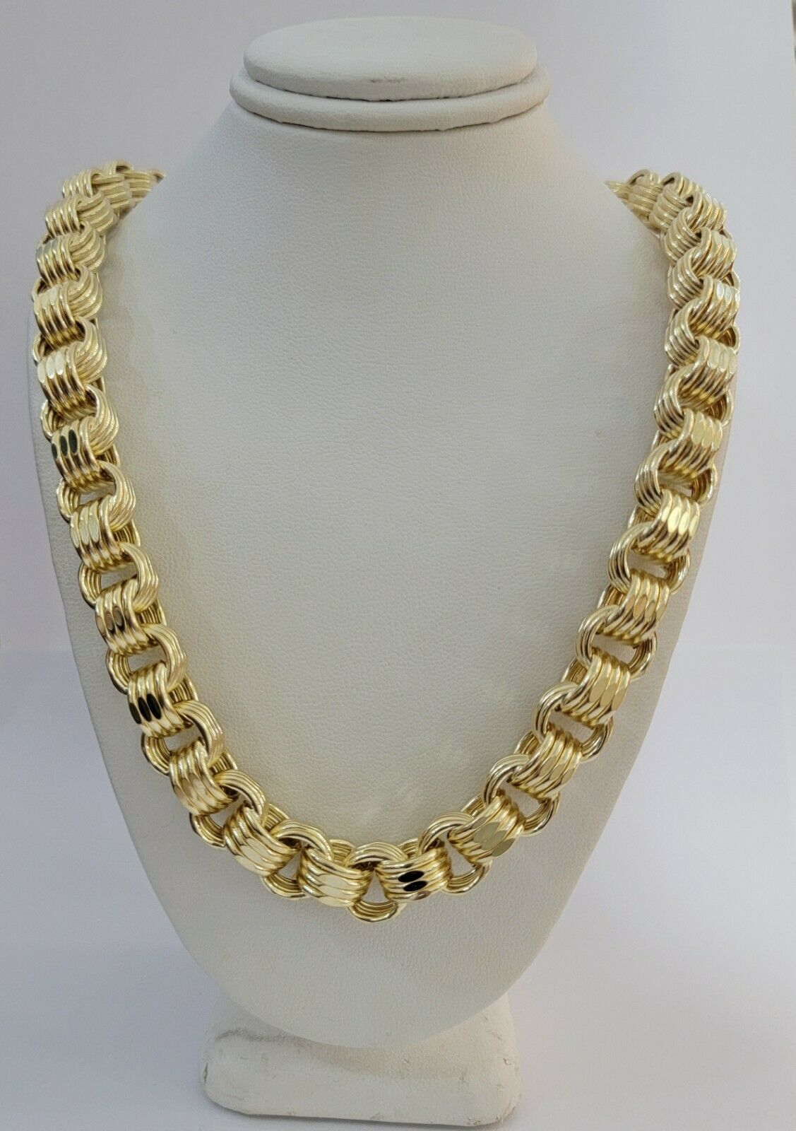 Mens Byzantine Chain 10k Gold Necklace 11mm 22" 24" 26" 28" 30" 10kt Yellow Gold