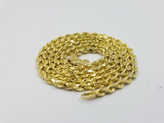 SOLID 10k Yellow Gold Rope Necklace 2 3mm 4mm 18"-30 Inch REAL 10 kt gold Chain