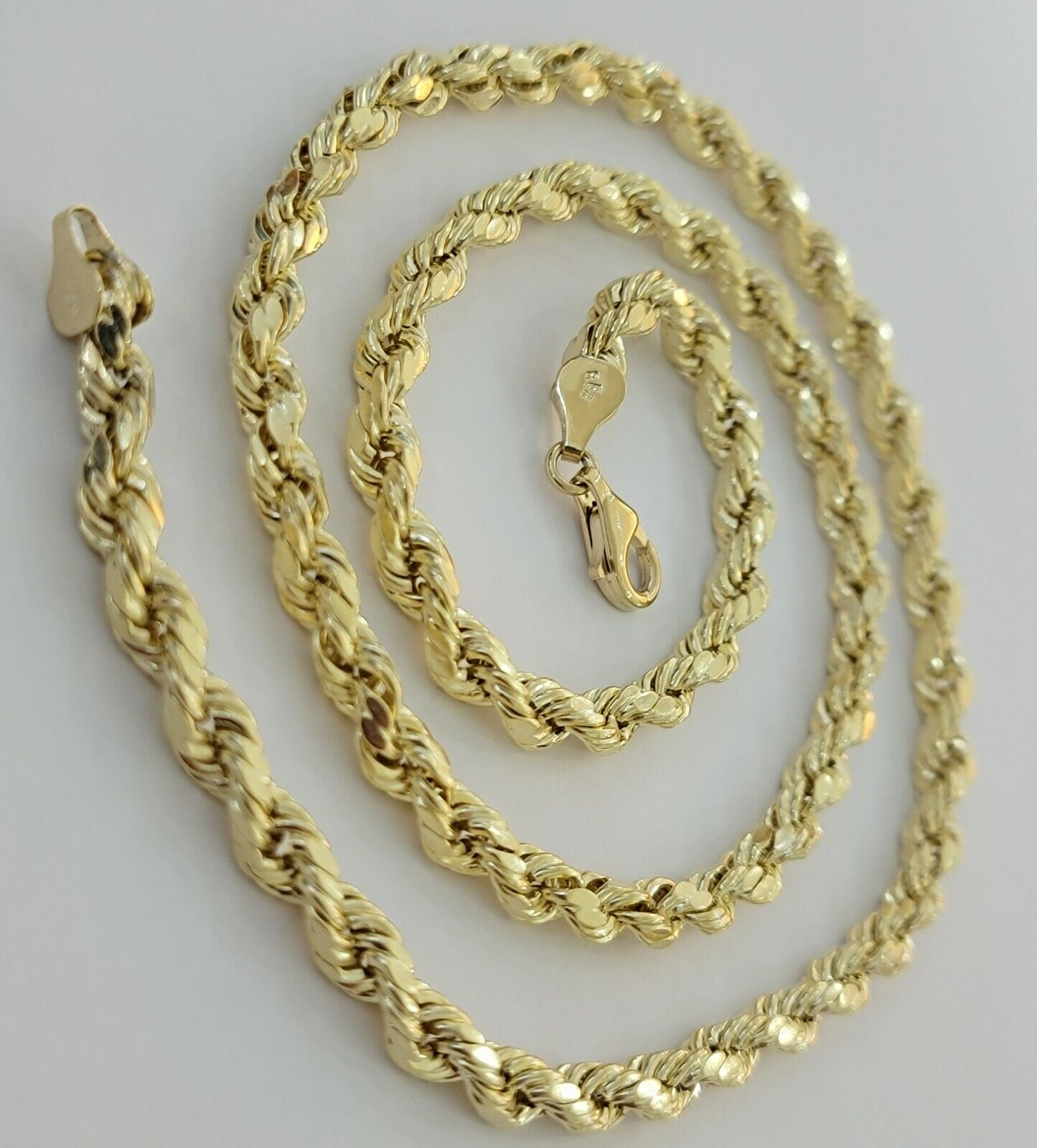 Real Gold 10k Rope Necklace Mens Chain 6mm 18