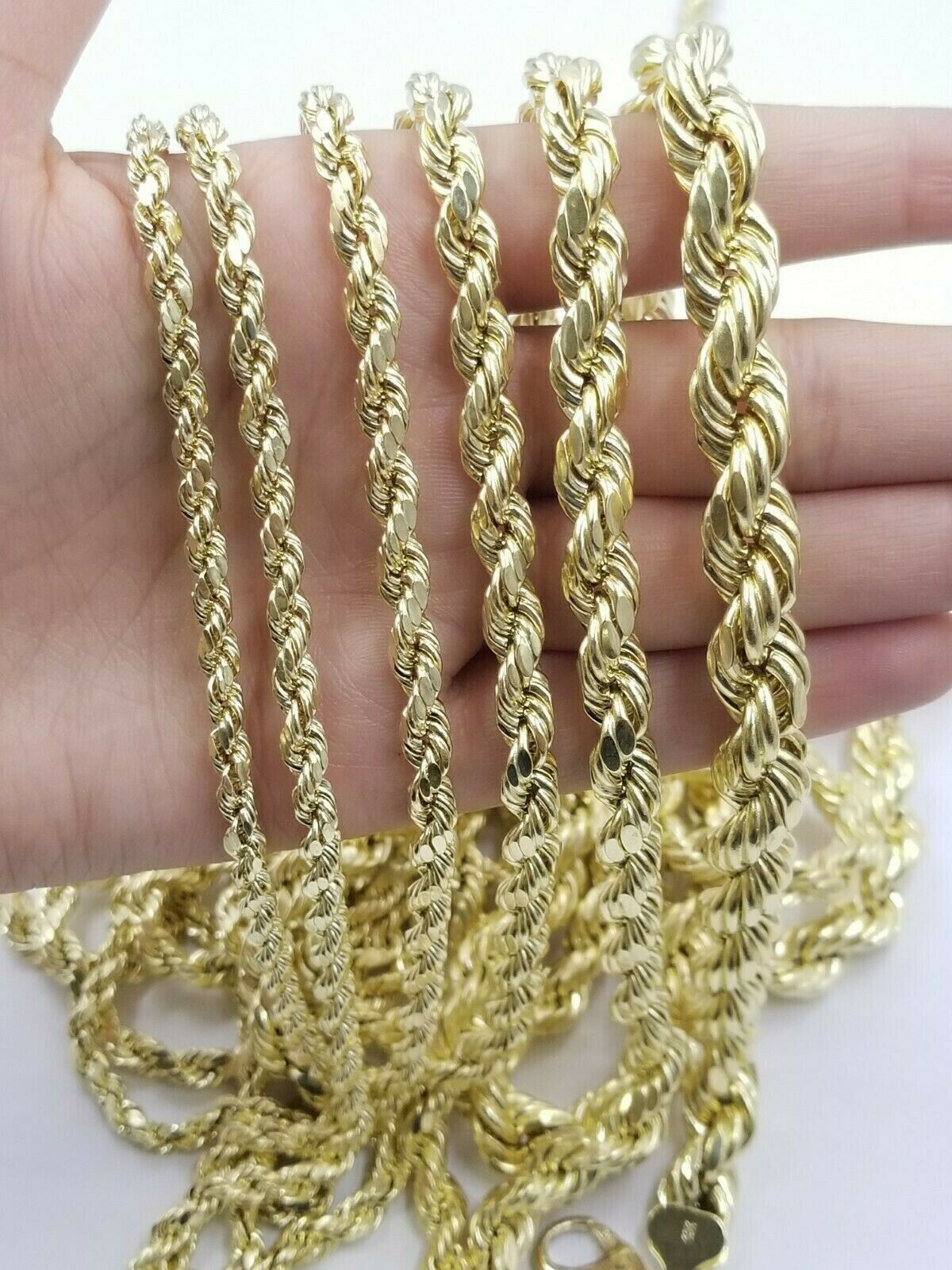 10k Yellow Gold Rope Chain Necklace Men Women 18