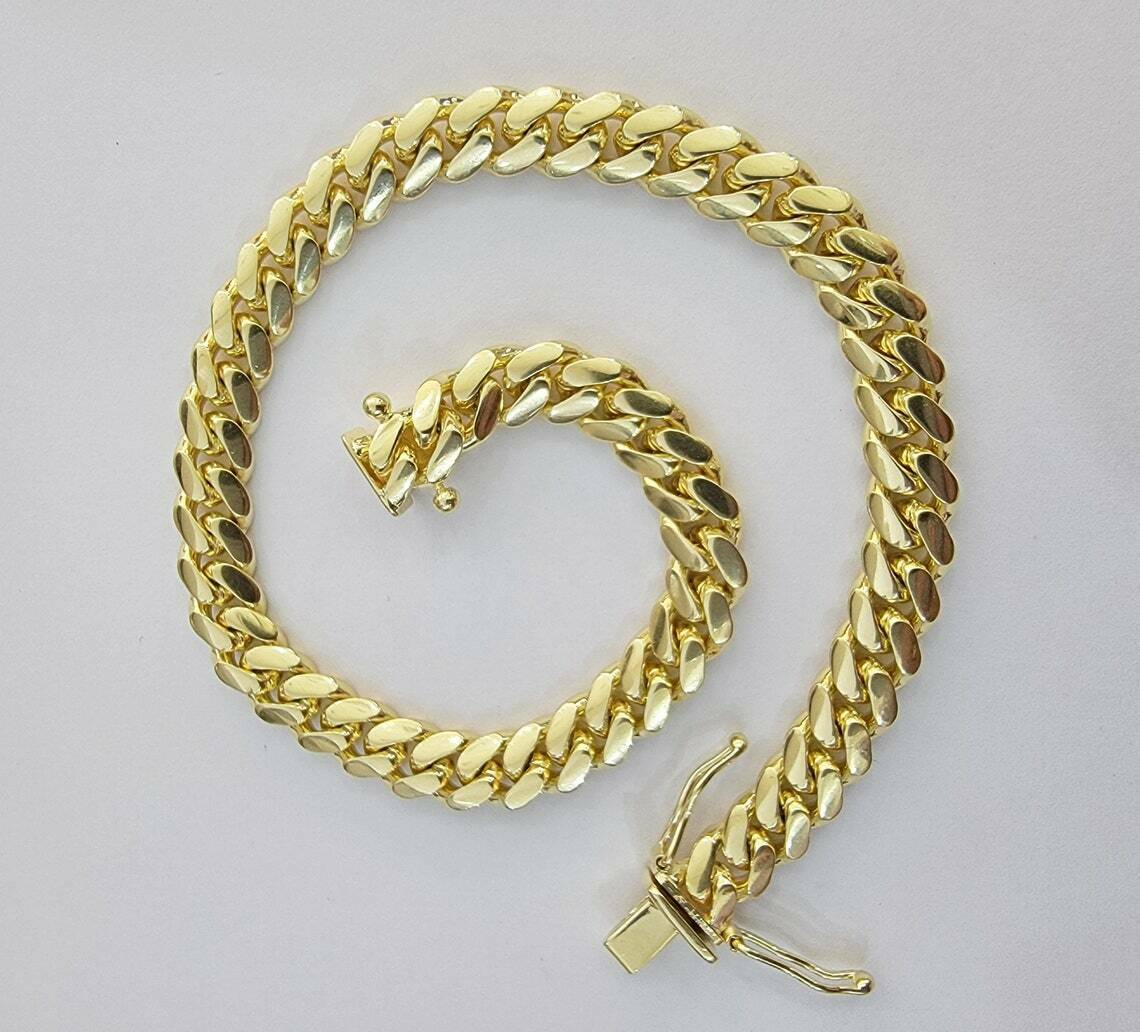 Real 14k Yellow Gold Bracelet Solid Miami Cuban Link With Box Lock 6mm 8