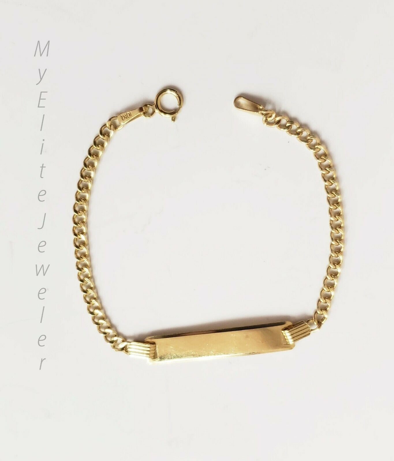 10K Gold Cuban Link Children ID Bracelet Boy , Girl 5.5 Inch Long 100% Real Gold