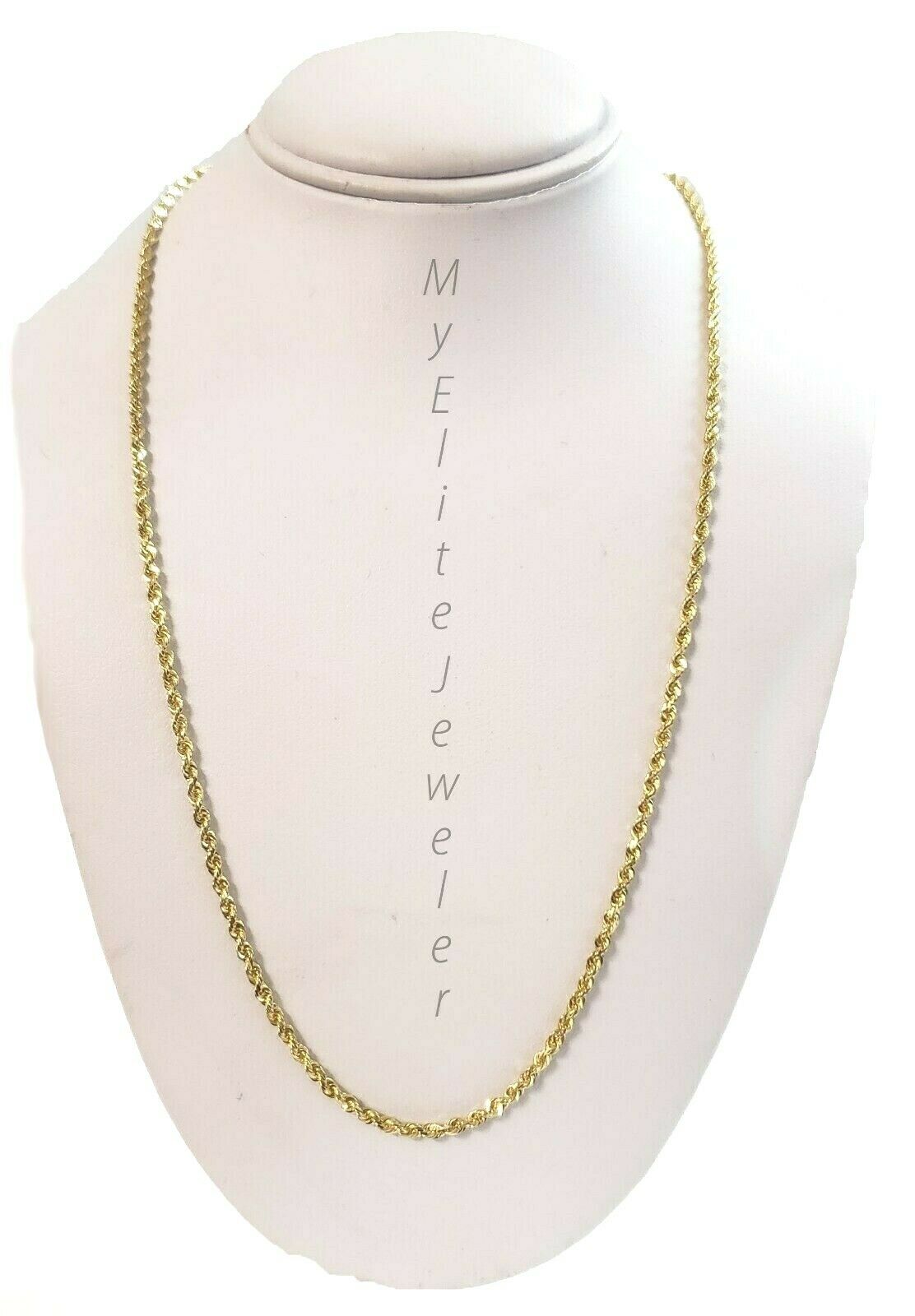 SOLID 10kt Yellow Gold Rope Chain 2mm Necklace 22