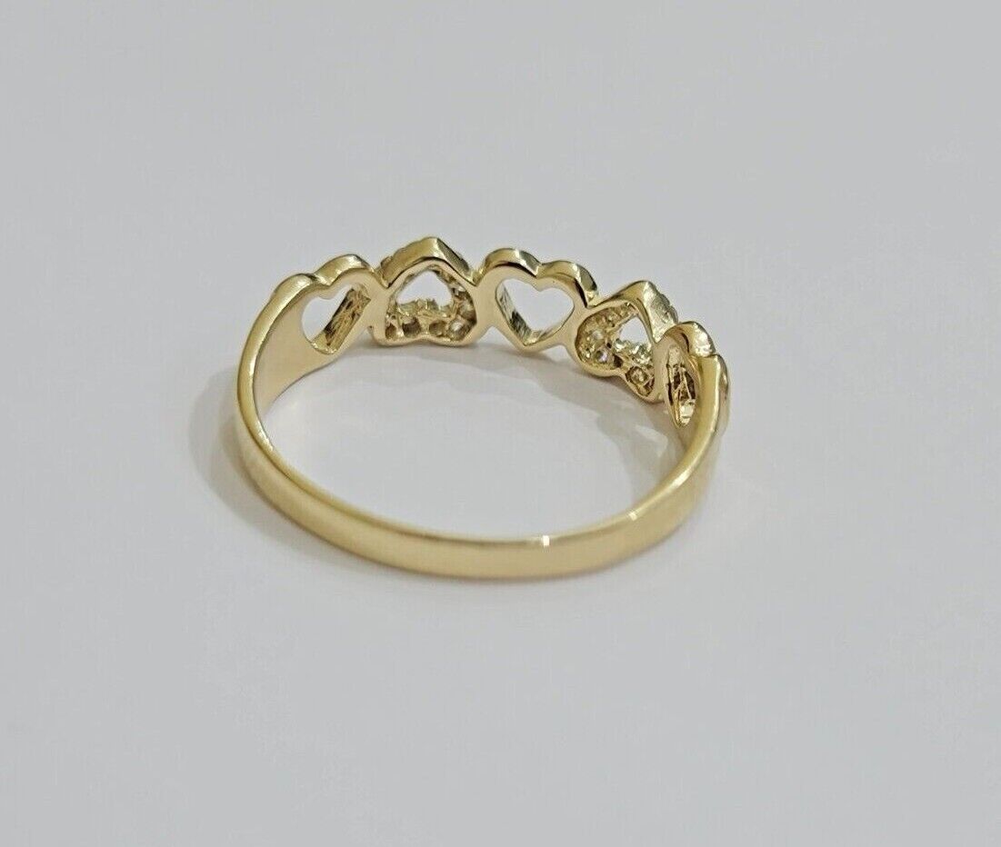 Ladies Ring 10k Yellow Gold Heart 10 KT REAL Unique Engagement Wedding Band SALE