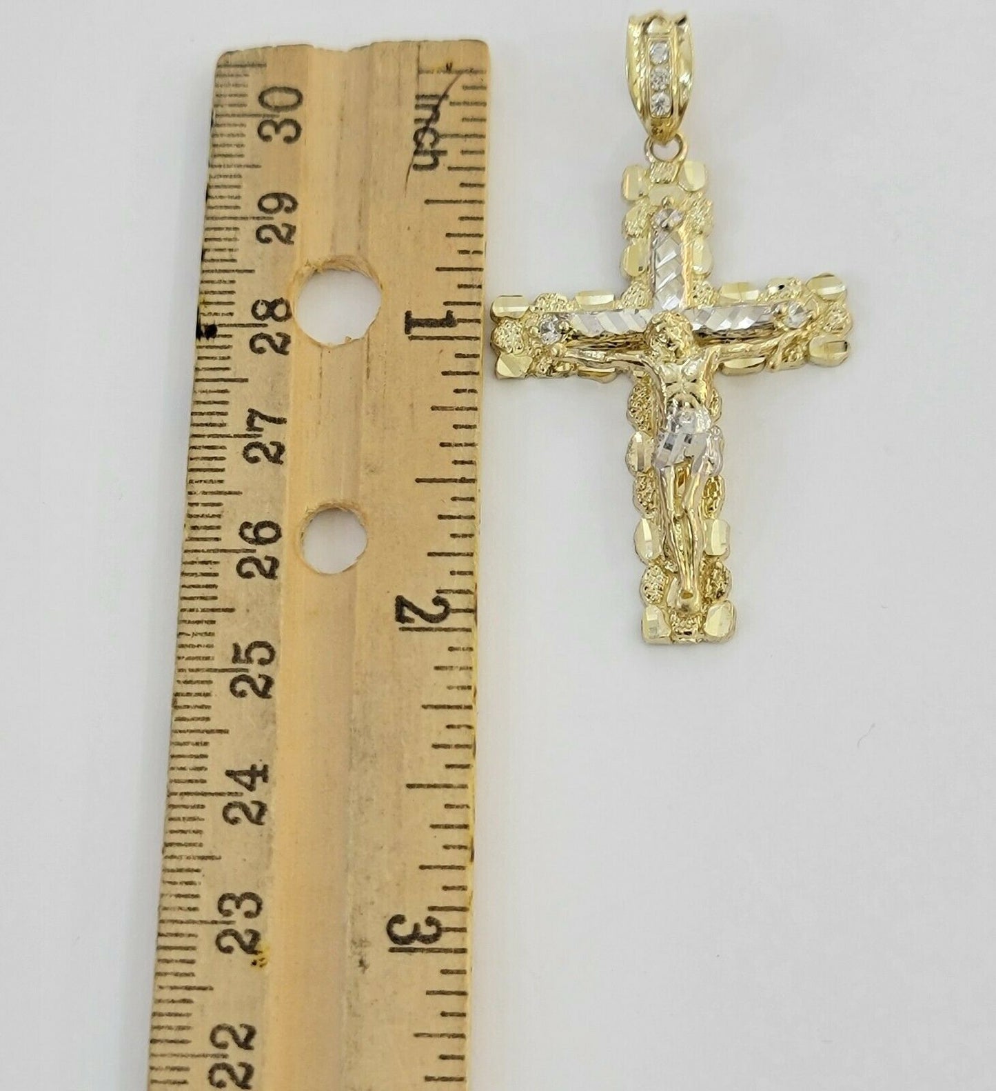 10k Gold Pendant charm Jesus cross crucifix 4" 3" 2" 1.5" Men women Real 10kt