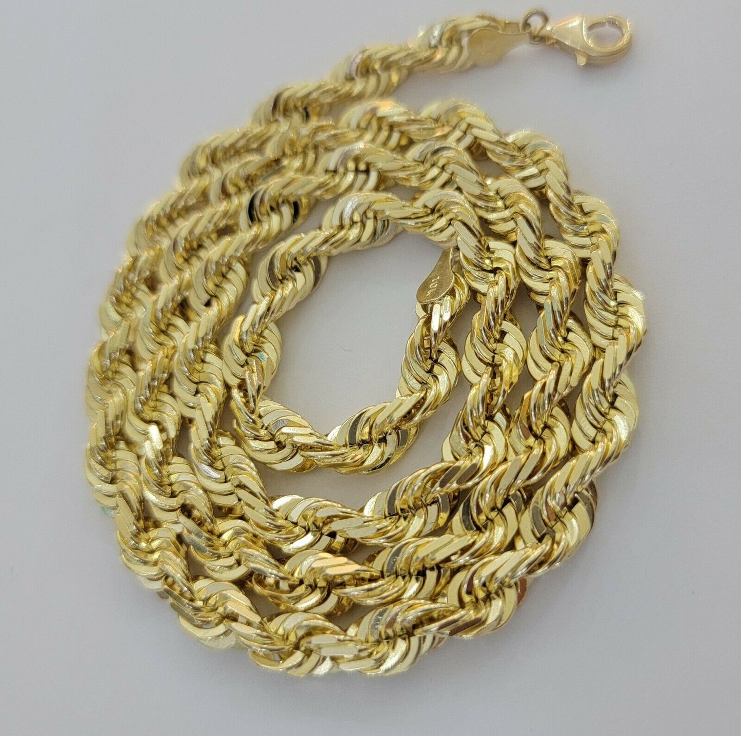 REAL 10k Gold Chain Rope Necklace SOLID 7mm Mens 10kt Yellow 22- 30" Inch STRONG