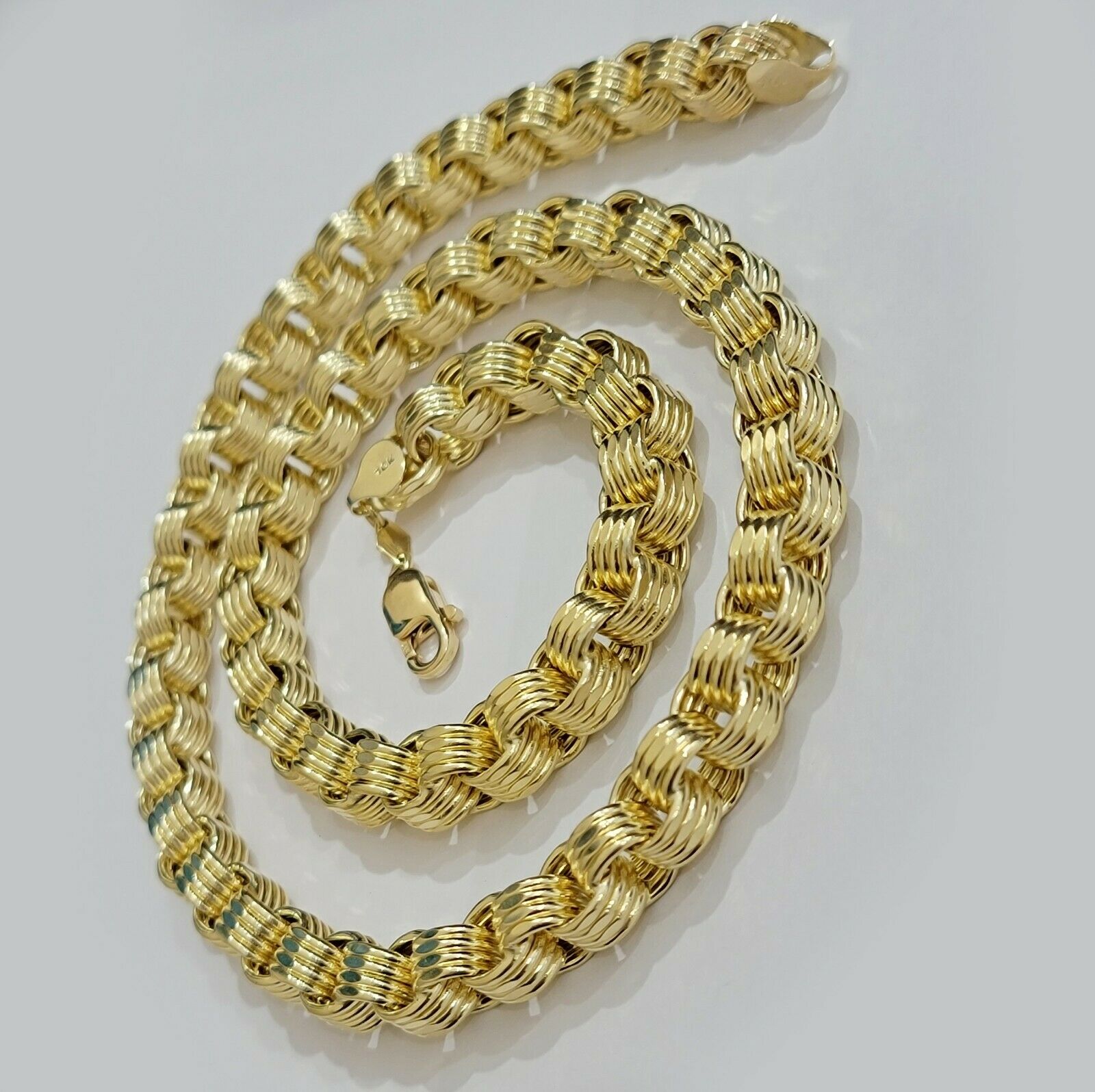 Real 10k Gold Byzantine Chain Necklace 8mm 24